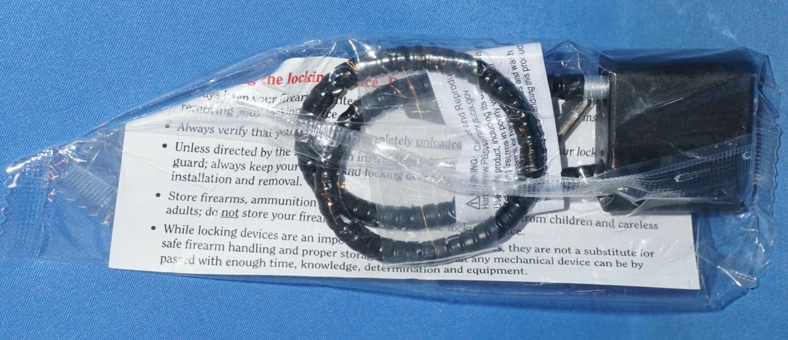 RUGER RIFLE Factory Issue Black Cable Gun Lock 2 Keys Authentic New