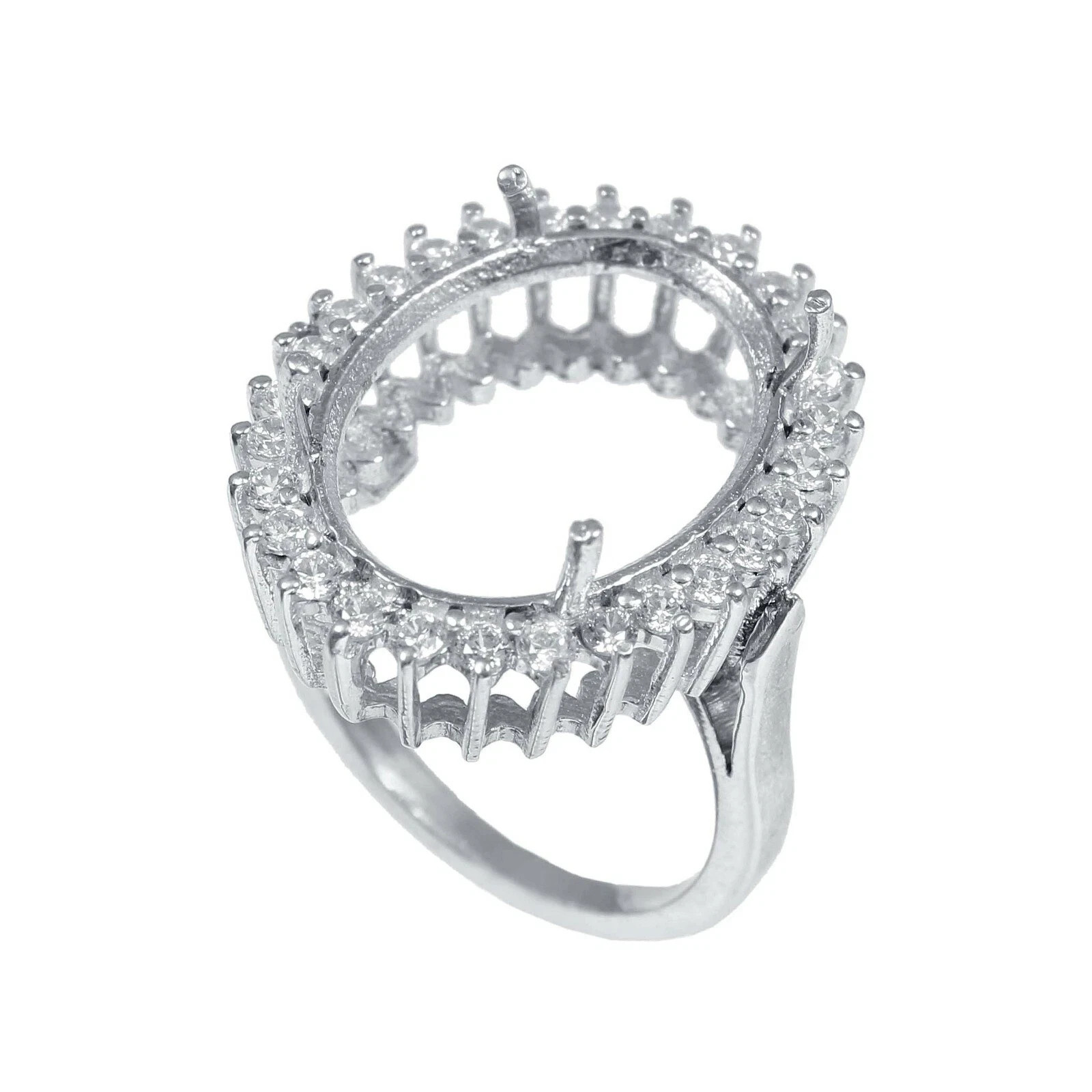 Semi Mount Ring Stone Setting Size 20X15 MM Oval Shape 925 Sterling Silver Ring