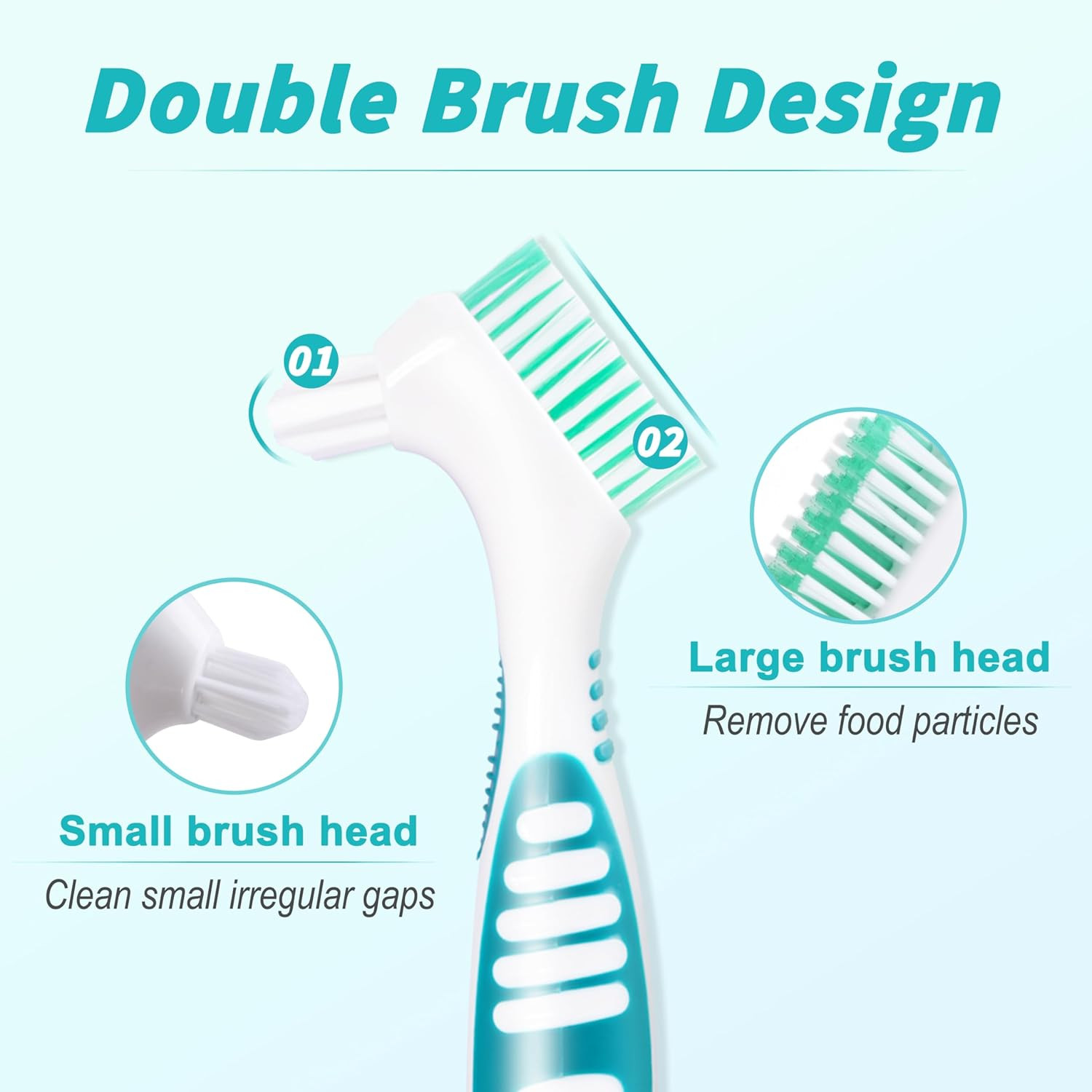 6 Pcs Denture Brush Set for False Teeth, Denture Toothbrushes with Double Sided