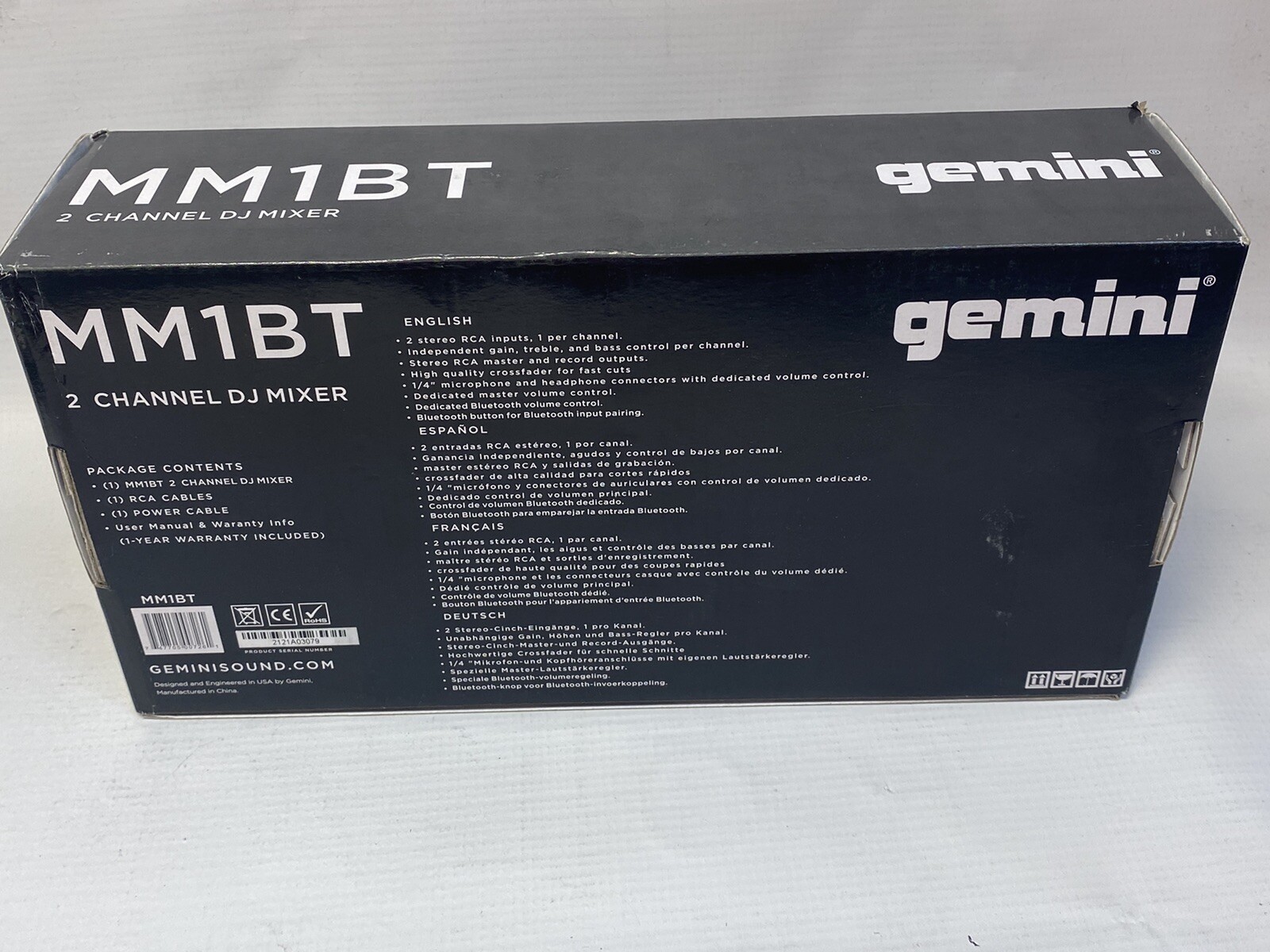 Gemini MM1BT 2-Channel DJ Mixer with Bluetooth