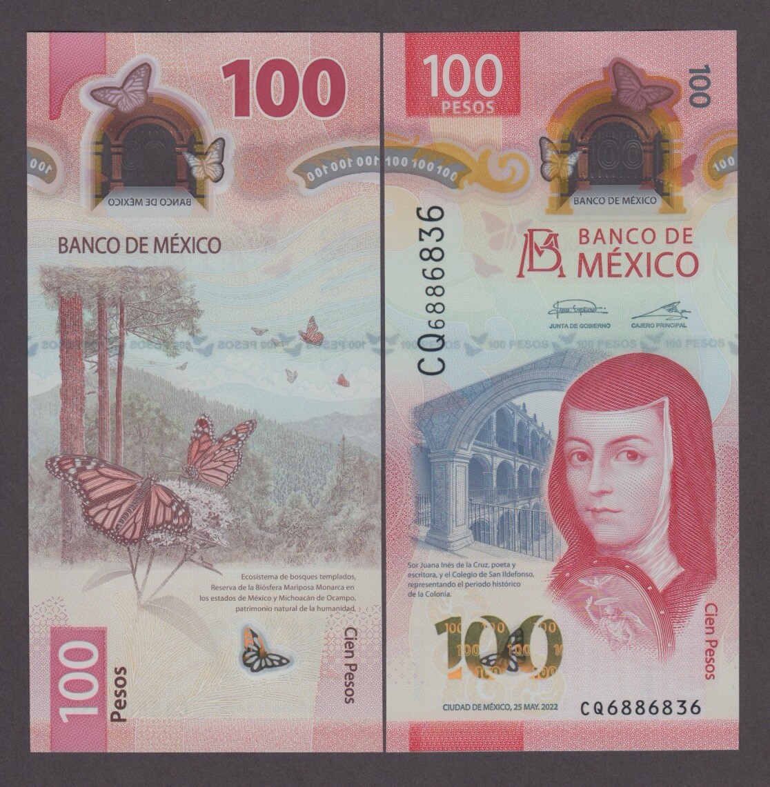 MEXICO P.NEW  100 PESOS 25.5.2022 PFX CQ  UNC WE COMBINE  YYY    2407