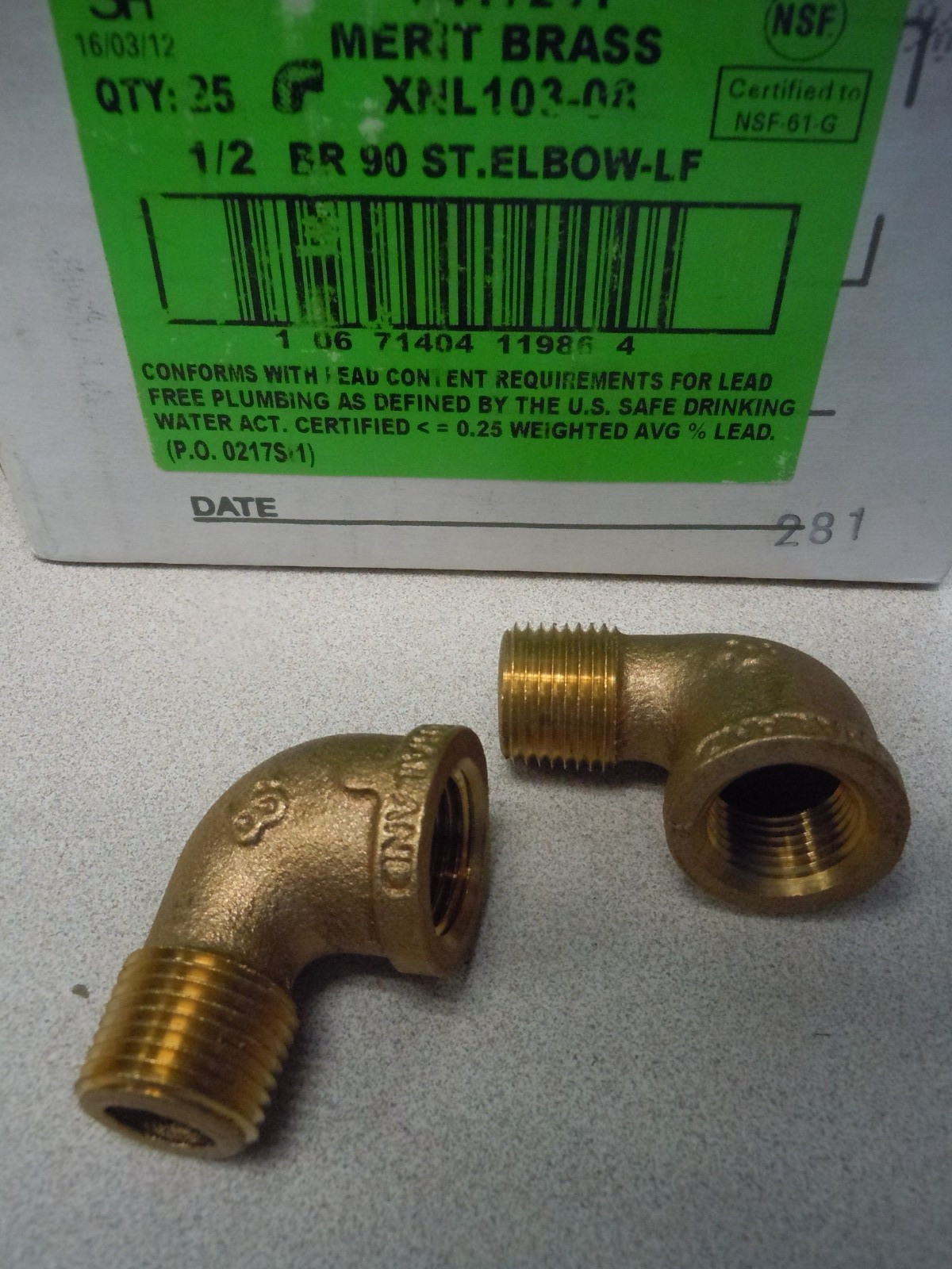 Merit Brass XNL103-08 1/2 In. Lead Free Brass 90 Degree Street Elbow   Lot of 2