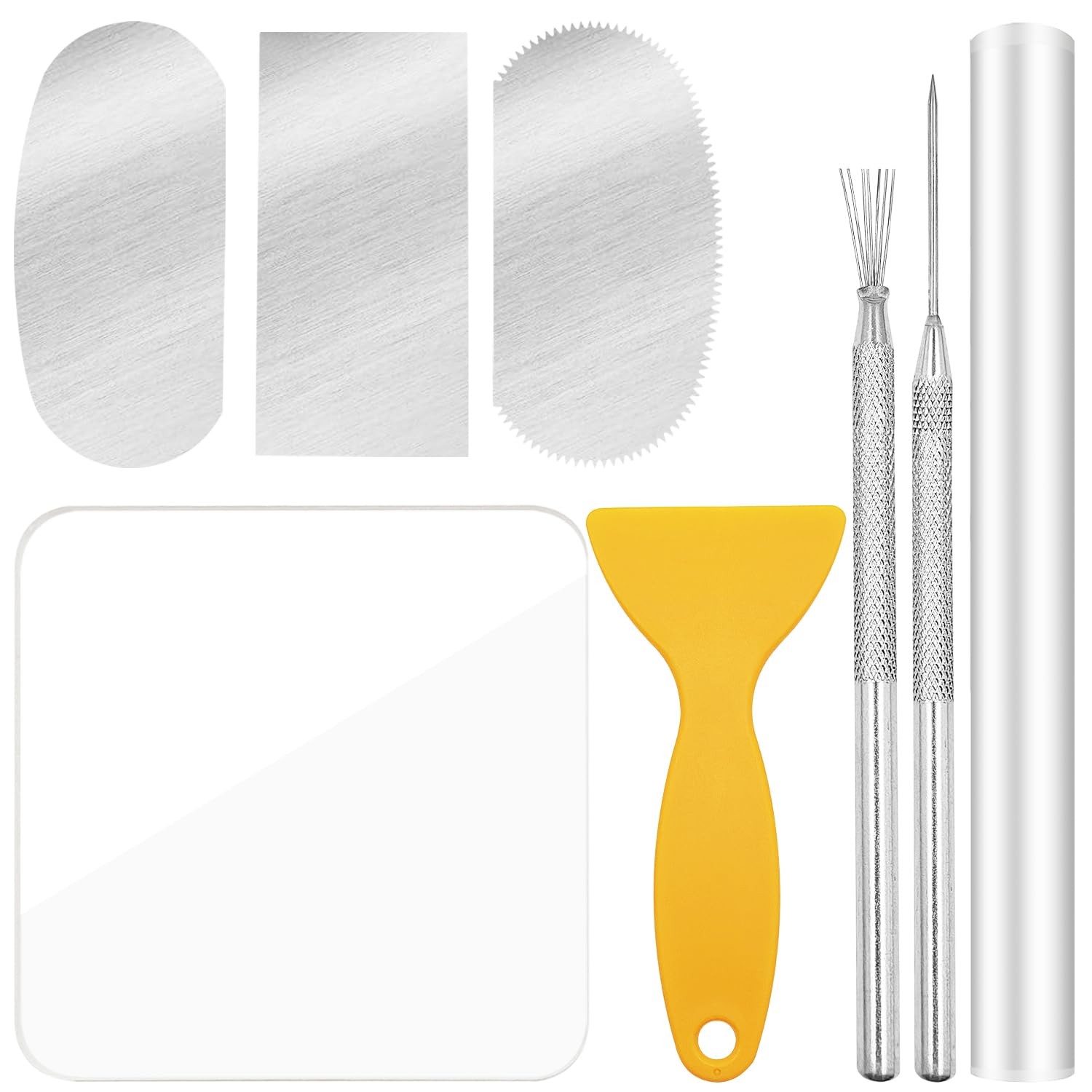 8Pcs Polymer Clay Cutter Tools, Acrylic Roller Clay Rolling Pin, Clear Rectangle