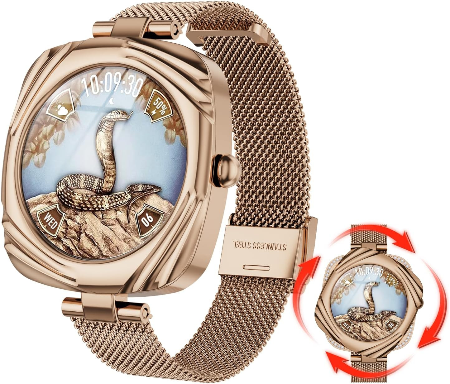 Smart Watch for Women, Small Fitness round Watch, Support Make&Receive Call/Blue