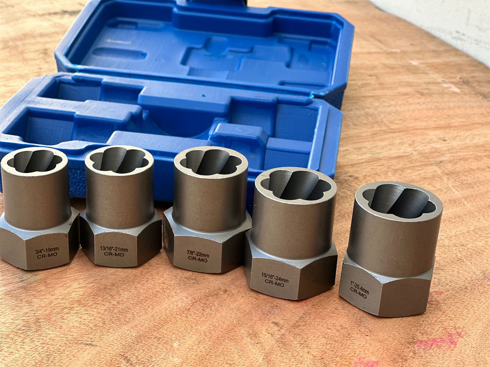 5PCS JUMBO TWIST SOCKET SET 1/2"DR CR-MO IMPACT GRADE EXTRACTION SOCKETS SAE MM