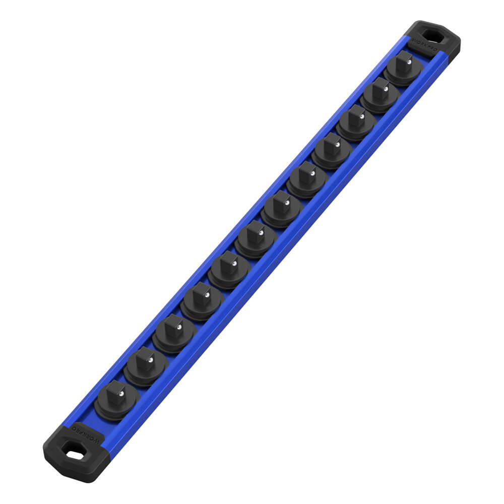 WORKPRO 1/4 Drive Magnetic Socket Organizer Heavy Duty Socket Rail Socket Holder