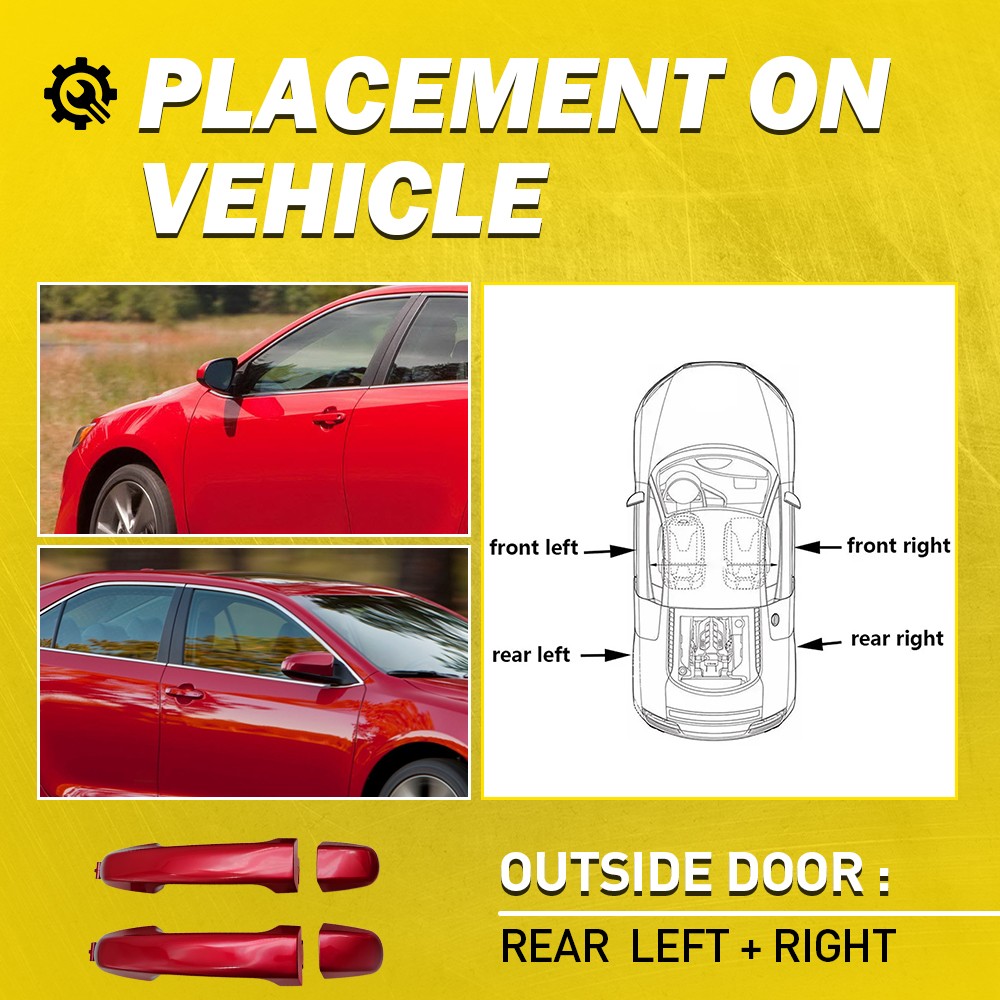 Outside Door Handle For 2012-2017 Toyota Camry Rear Left Driver Right Side Red