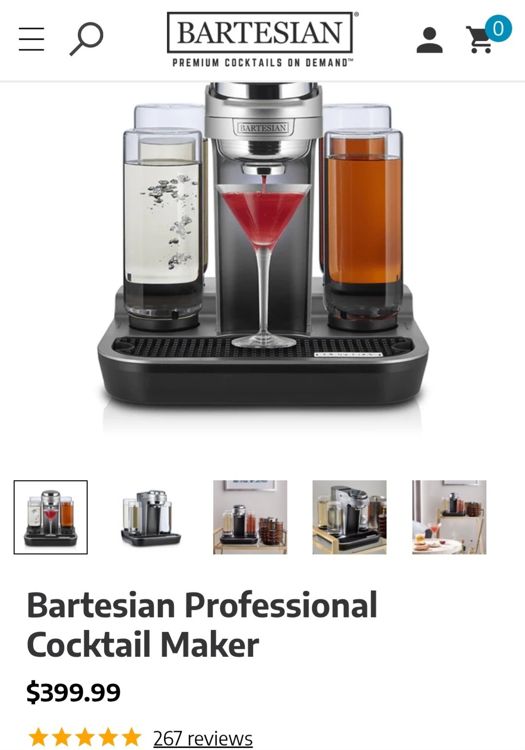 Bartesian Cocktail Maker Machine Gray Black Clear Plastic