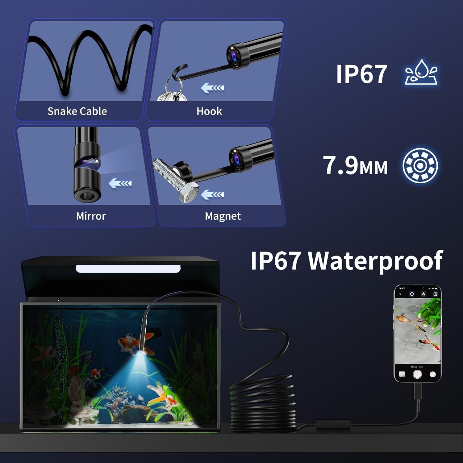 Reliable 1920P HD Endoscope Camera - 16.4ft Borescope, 8 LEDs, Easy Connect