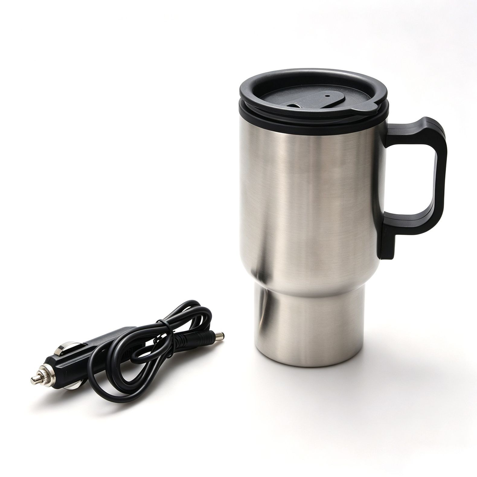 12V Car Heating Mug 450ml Stainless Steel Travel Cup with Power Indicator Light