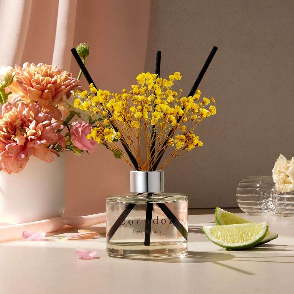 COCODOR Flower Reed Diffuser Set / 6.7oz / White Jasmine/Scent Diffuser with Sti