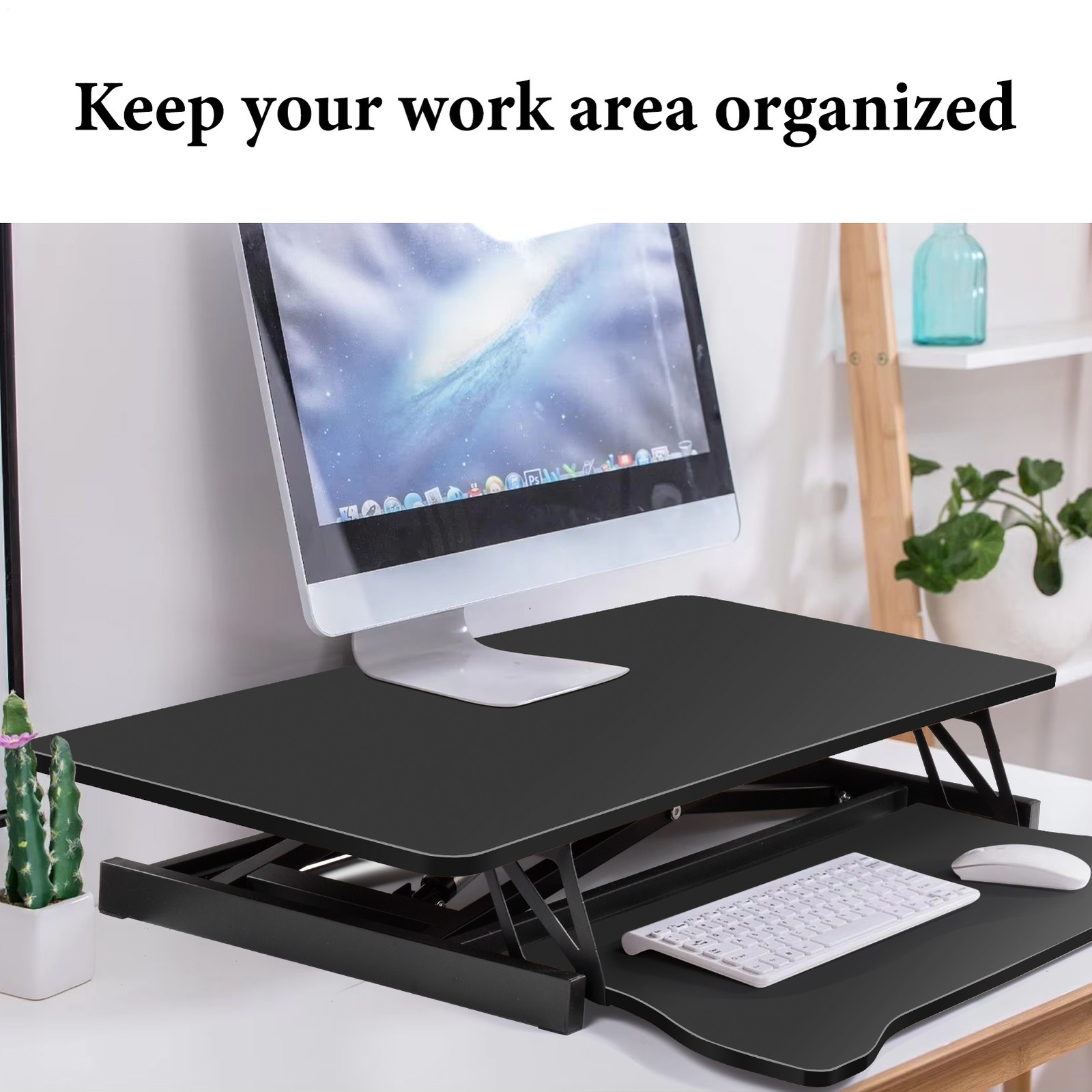 37'' Black Home Office Desk Riser Adjustable Standing Desk Converter