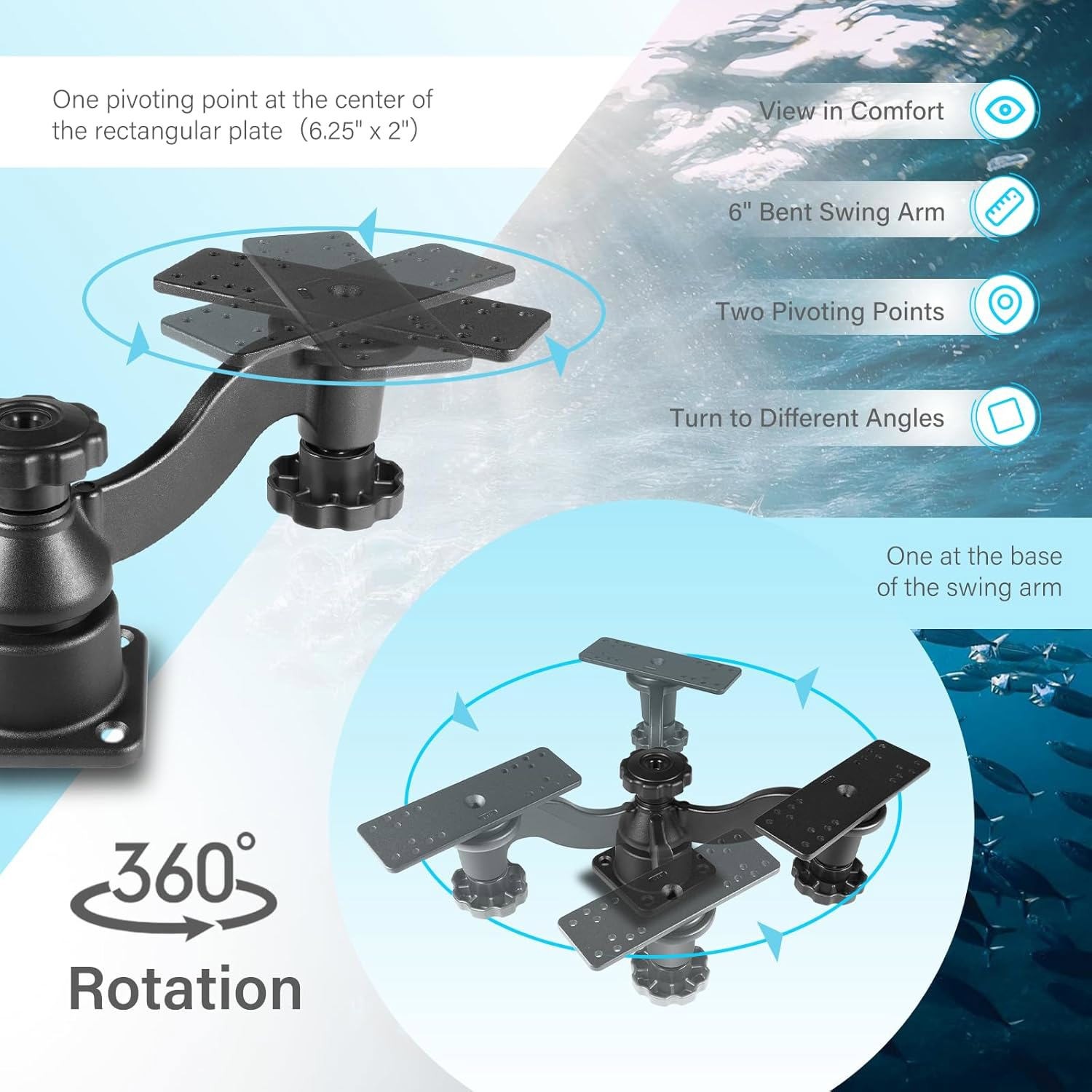 Fishfinder Mount with 6-inch Swing Arm for Fishfinders& Chartplotters for Garmin