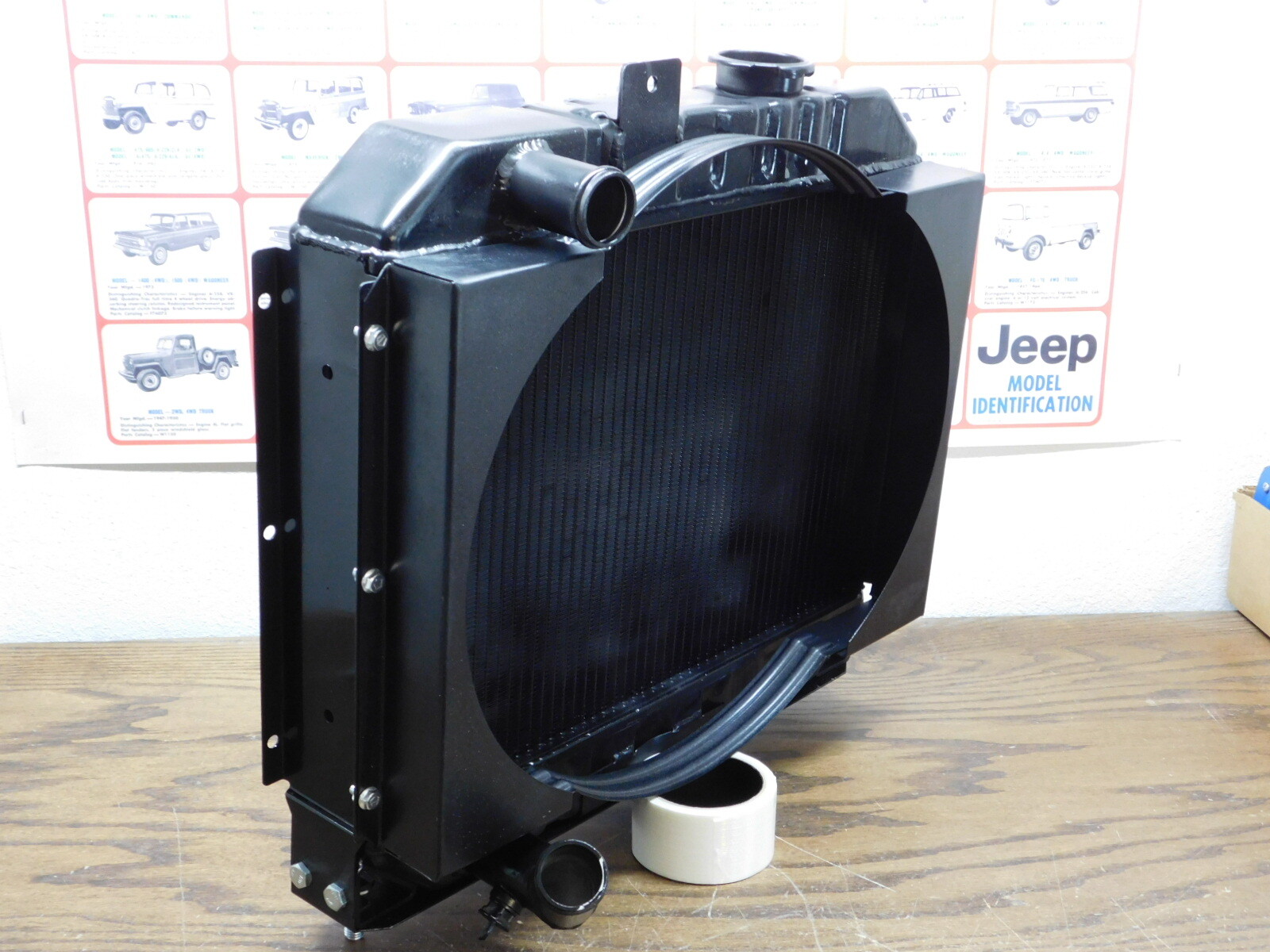 New Production Aluminum Radiator for Willys CJ2A MB M38 Ford GPW Bottom Mount.