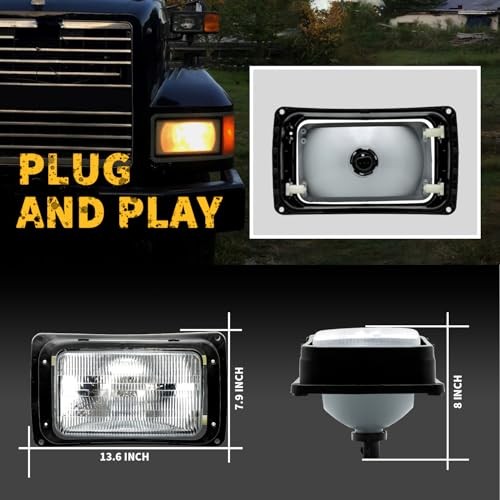 Halogen Headlights Assembly Fits for 1990-2006 Mack CH Left Driver Side