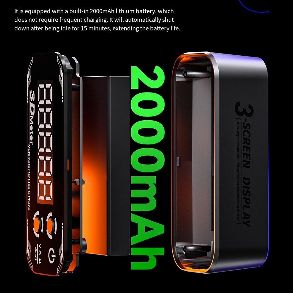 3D Meter Digital Multimeter with Triple Screen Display and 2000mAh