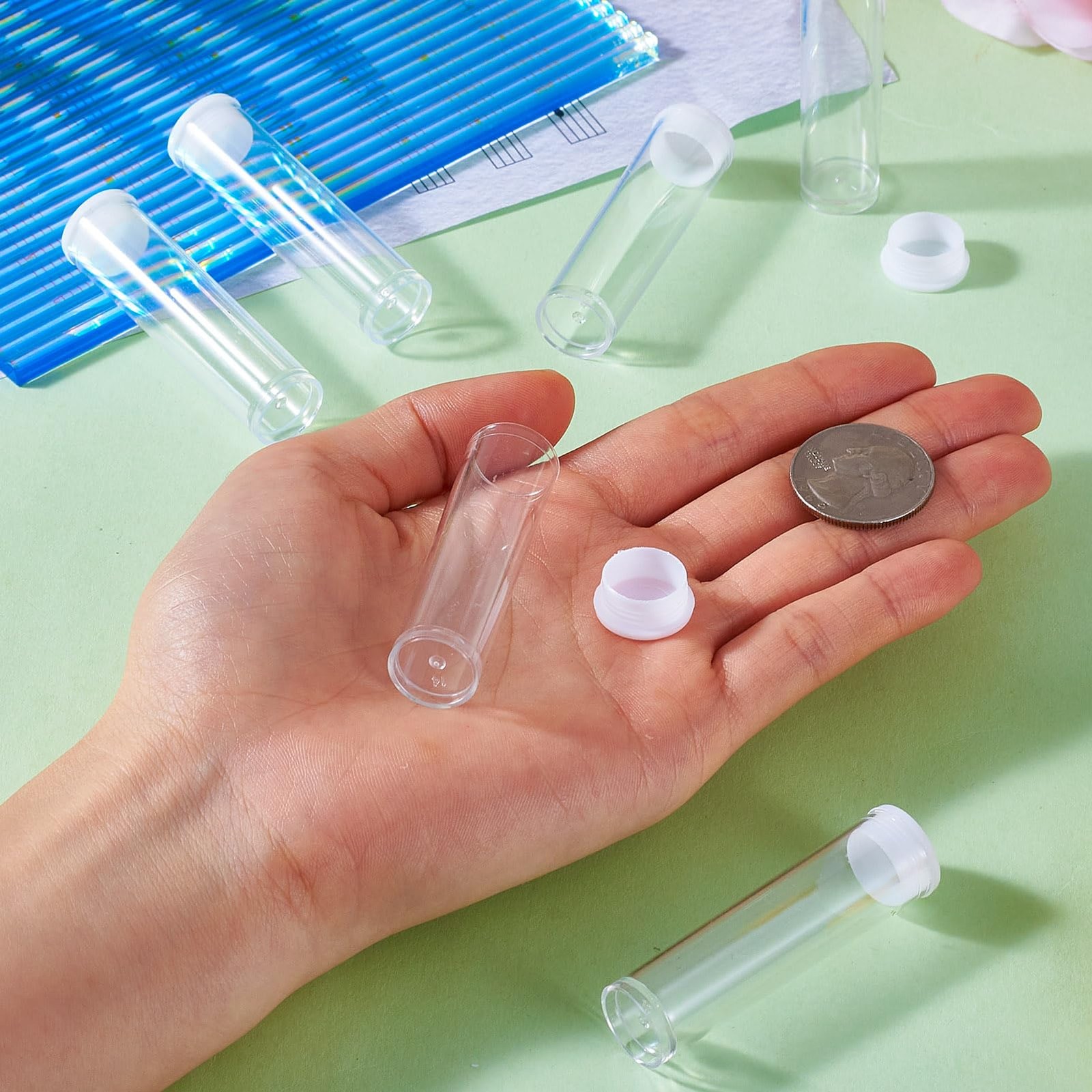 Craftdady 100Pcs Transparent Clear Plastic Small 100 tubes, 55x15mm,