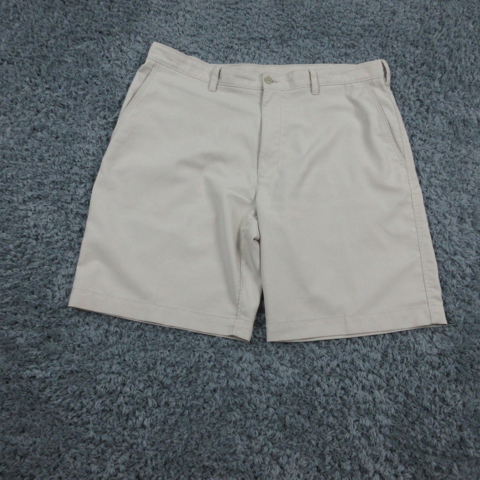 PGA Tour Golf Shorts Mens 38 Khaki Flat Front Classic Fit Polyester Summer 38x9*