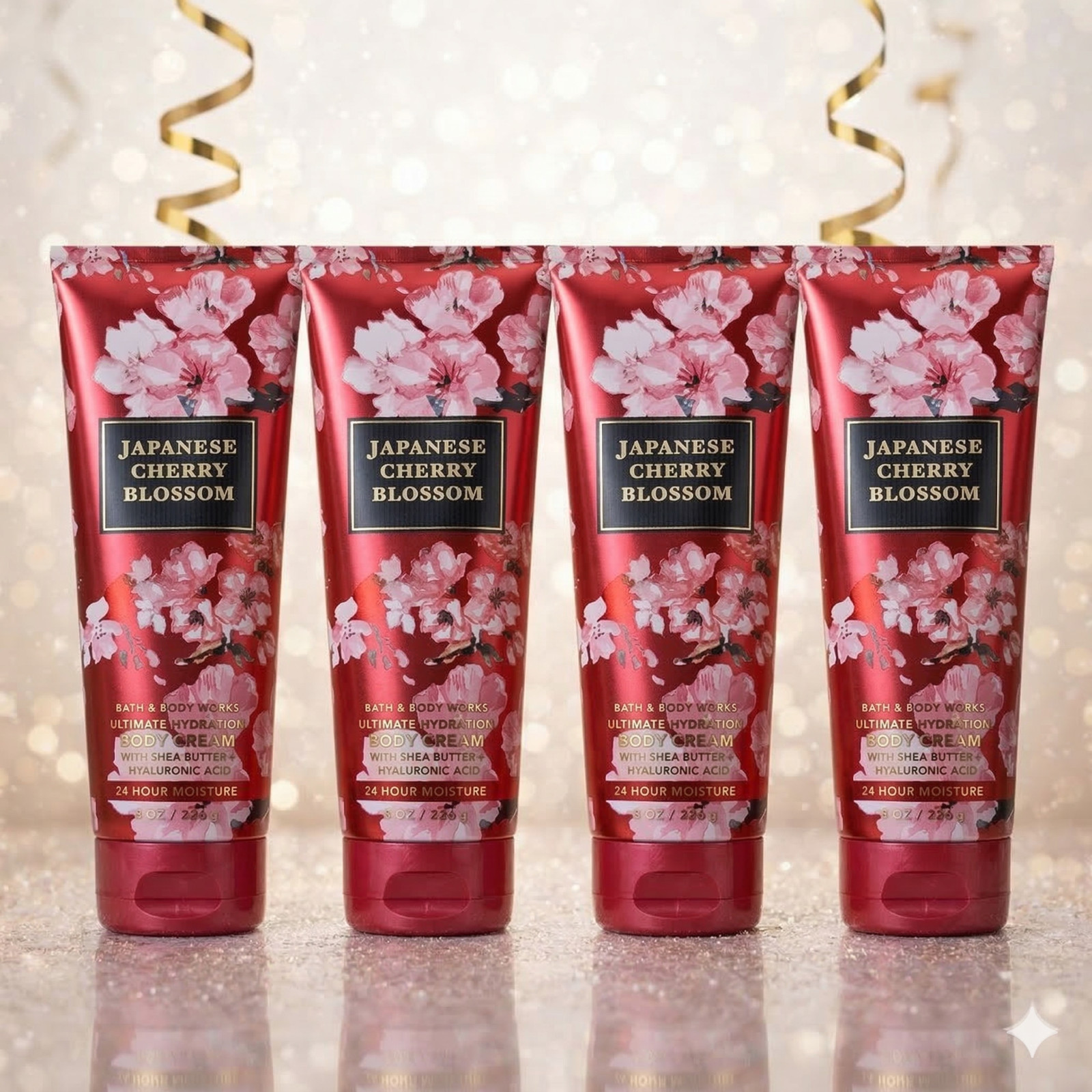 Bath & Body Works - Japanese Cherry Blossom Hydration Body Cream 8 oz [4 Pack]
