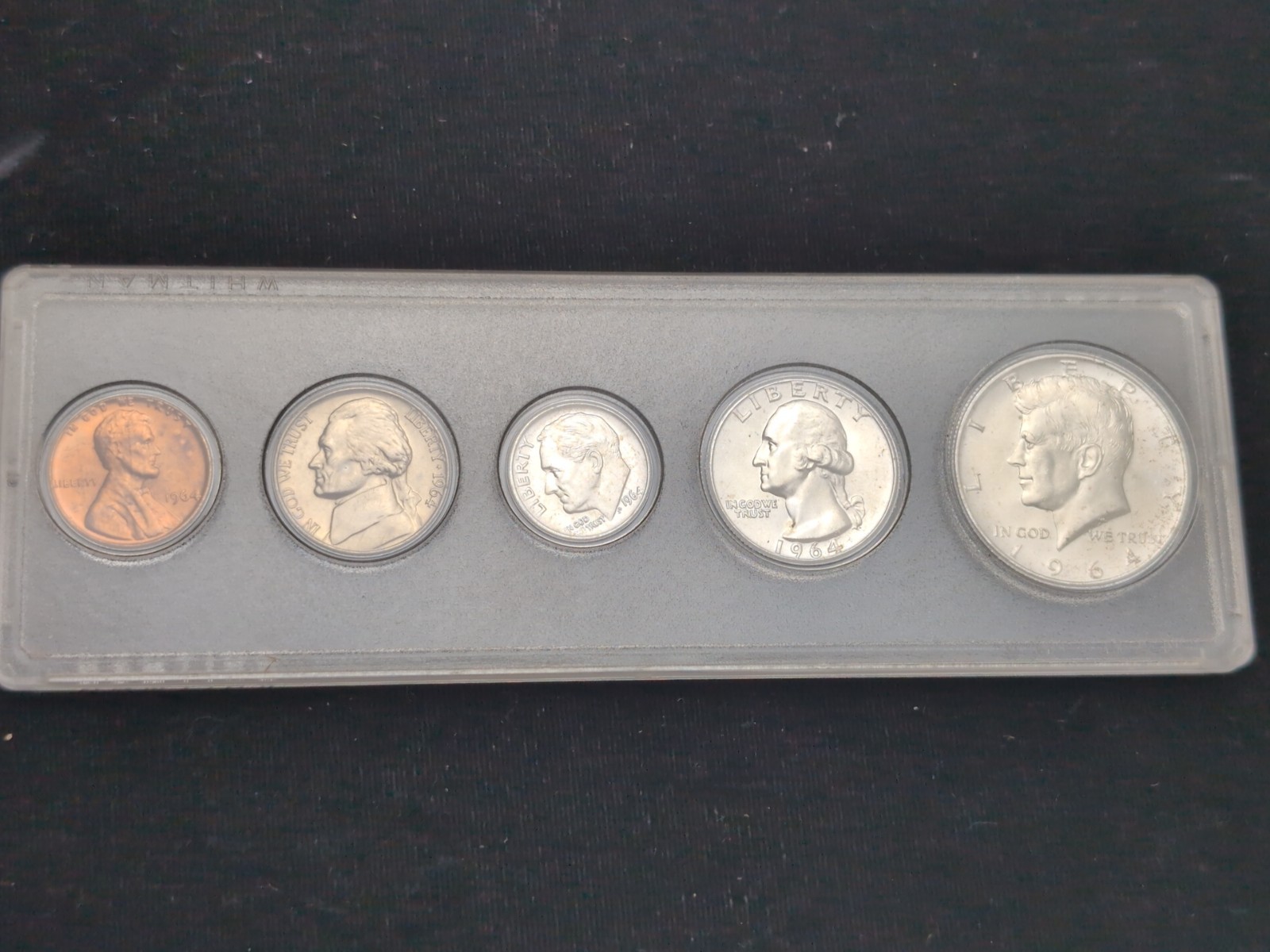 1964 United States Mint Set - 90% Silver (Except Cent)- In Whitman Holder