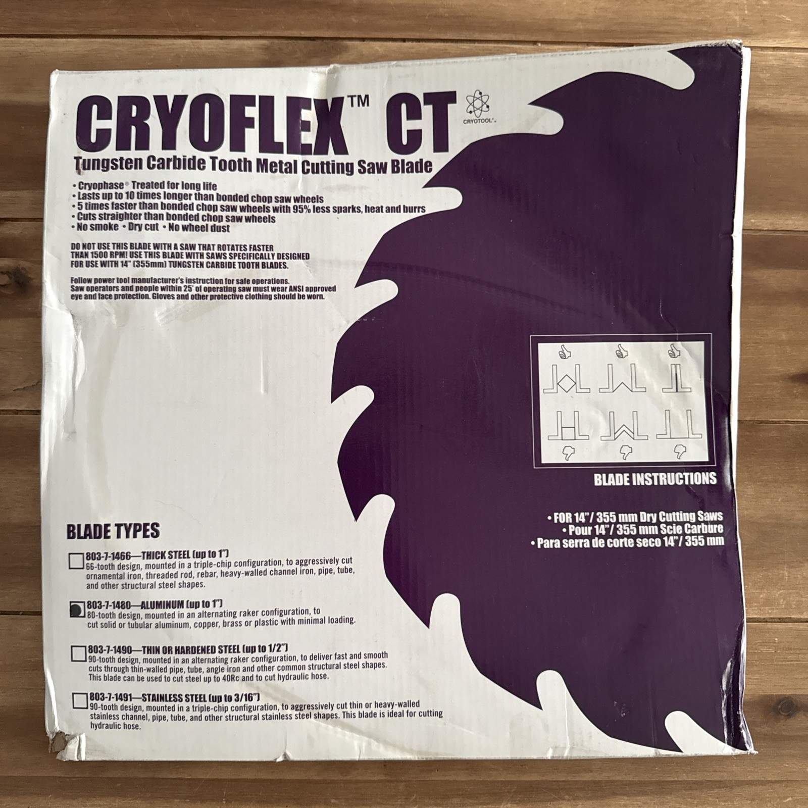 Cryoflex CT 14" 80T Aluminum Cutting Saw Blade Tungsten Carbide P/N 14BLADEAL