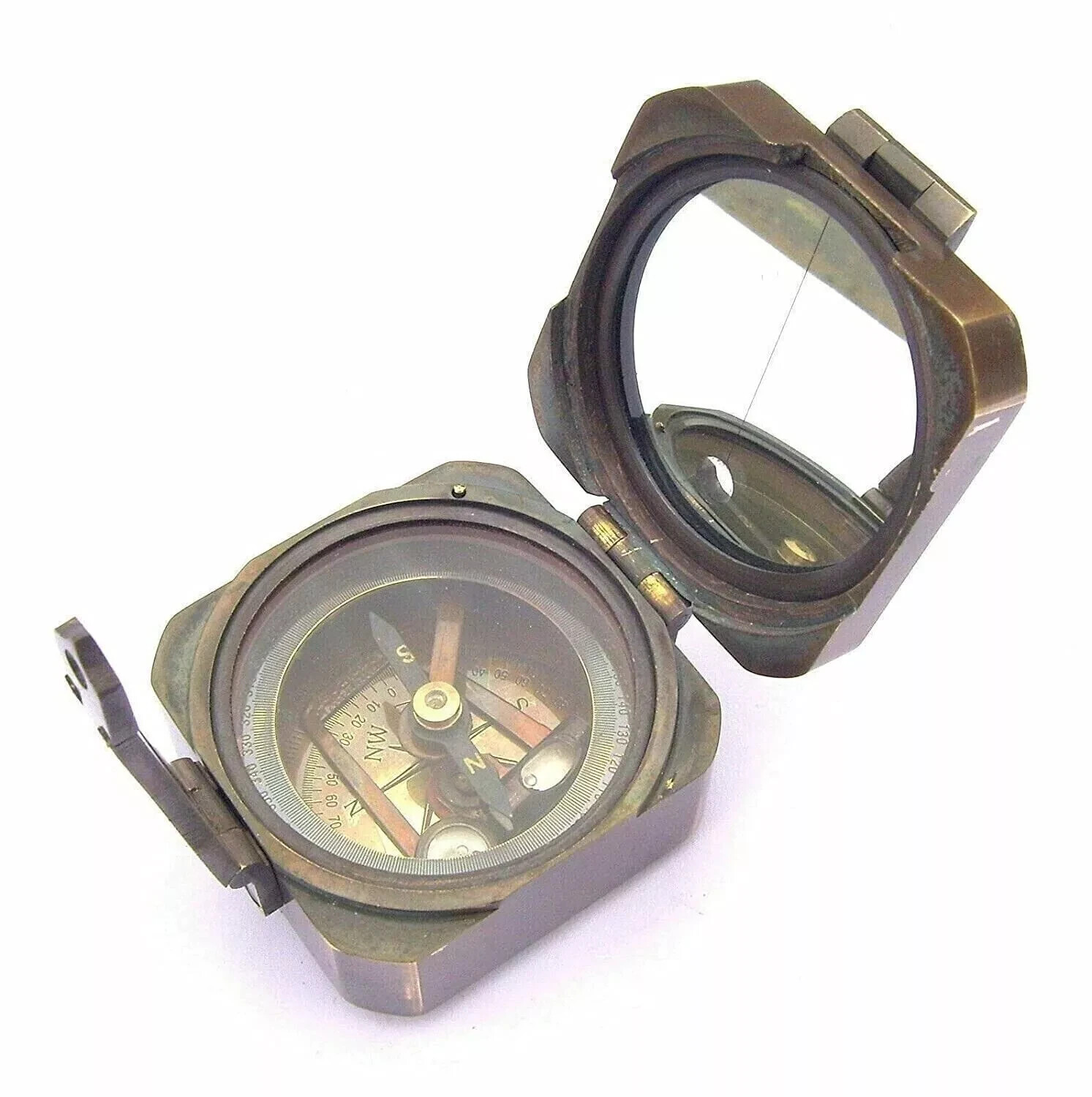 Vintage Brass Theodolite Compass Alidade Transit Telescope Survey Instrument