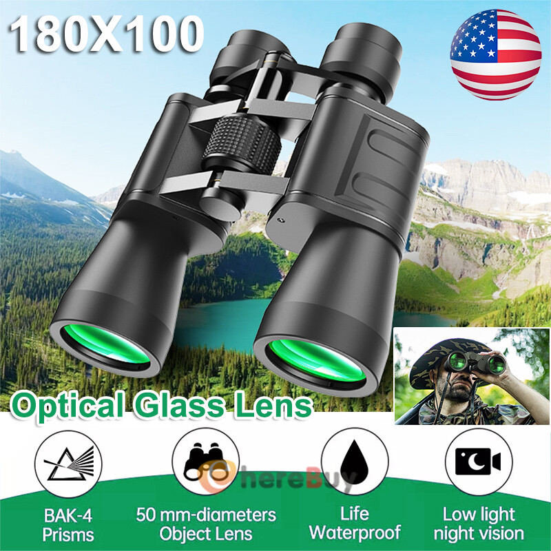 180x100 HD Military Zoom Powerful Binoculars Day/Low Night Optics Hunting + Case