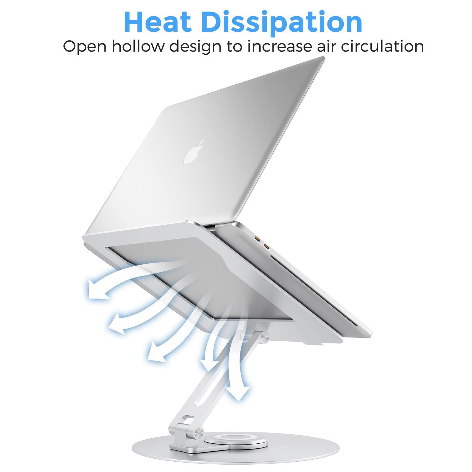 Swivel Laptop Stand Adjustable Height Aluminum Riser 360 Rotating Foldable