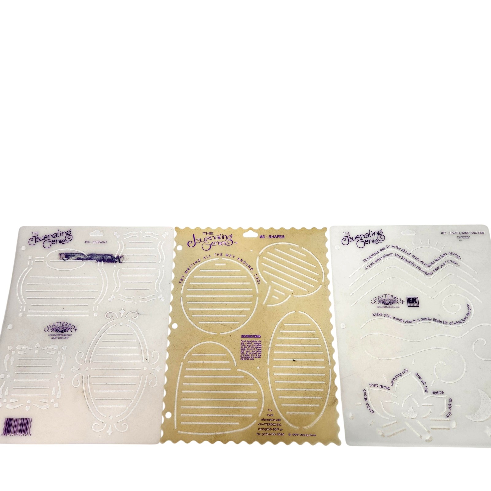 ChatterBox Journaling Genie Templates Lot 3 Clear Scrapbook Stencils Set CH72921