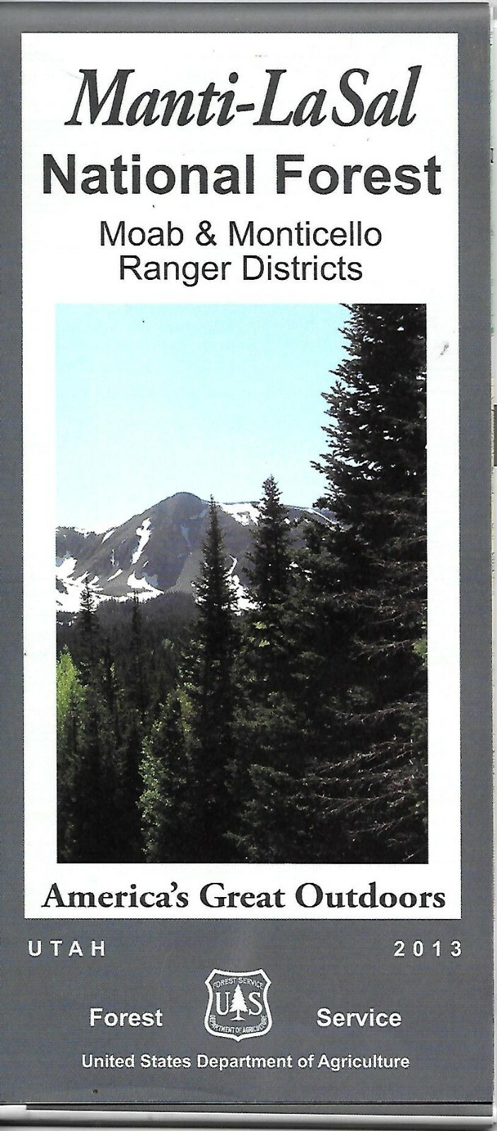 Map of Manti-LaSal Nat'l Forest, Utah, Moab & Monticello Districts, by USFS