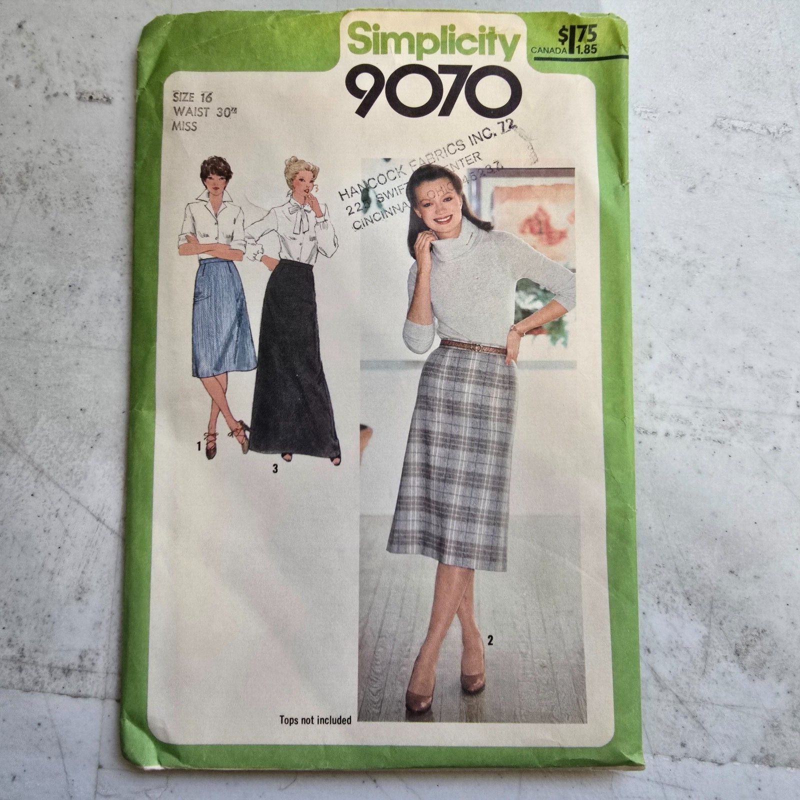 Vtg Simplicity Pattern 9070 Skirt A-Line Back Zip 3 Lengths Misses 16 CUT 1979