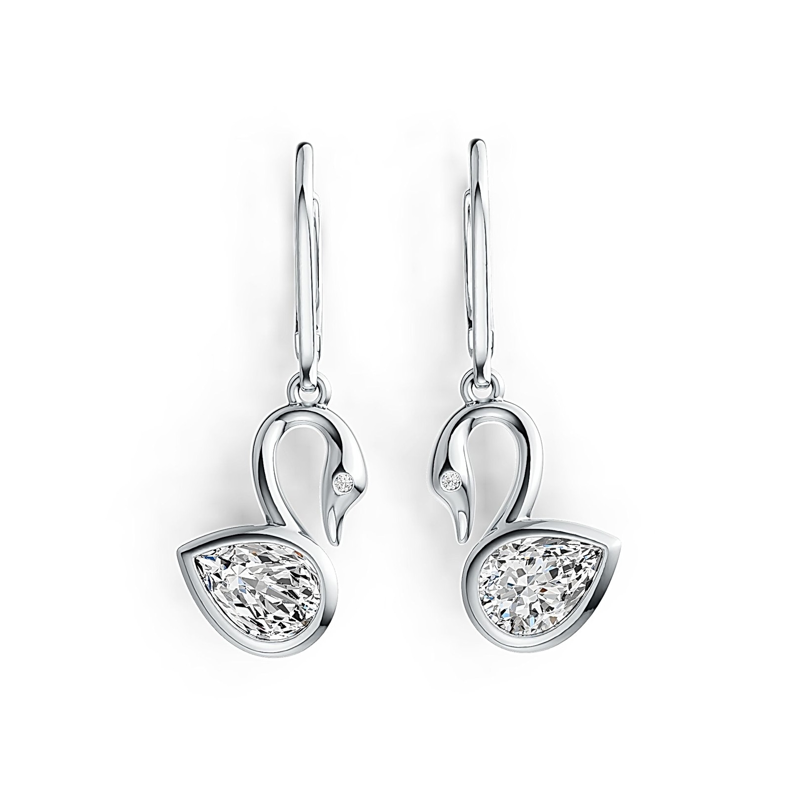 Sterling Silver Semi Mount Earrings Setting Pear PE 7X5mm Swan Theme
