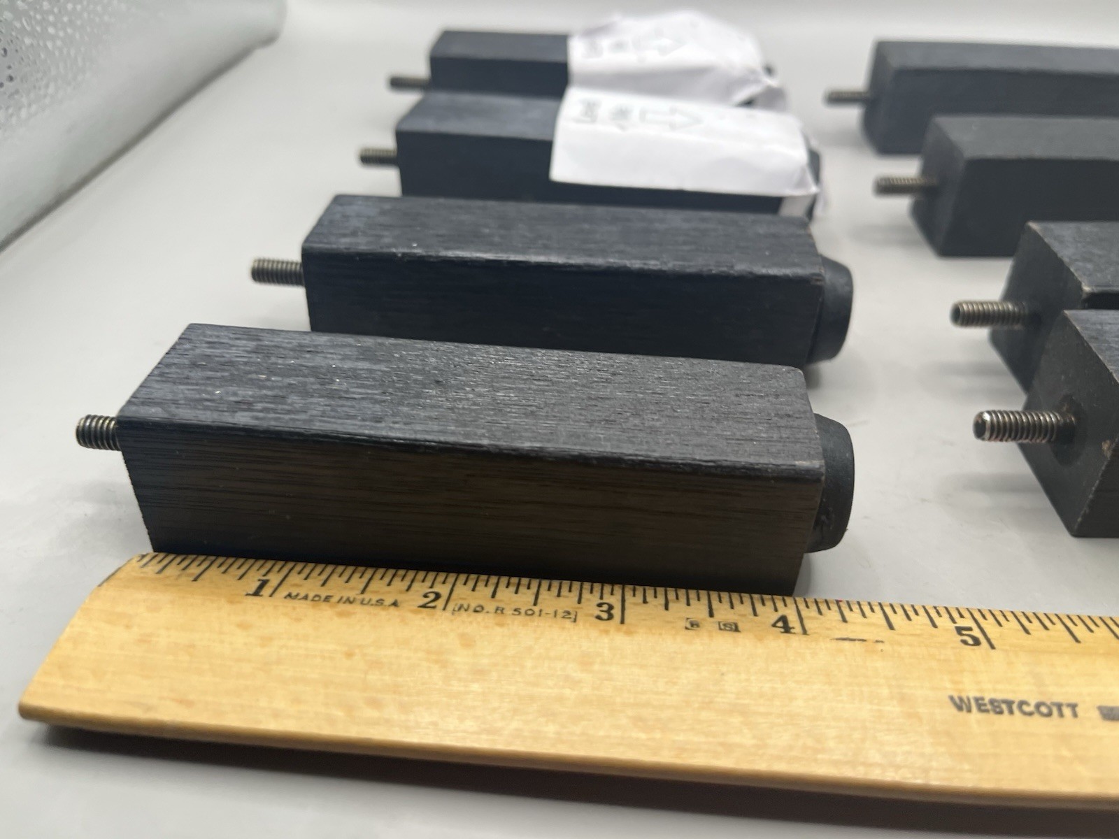 Bed Risers 4” 8-Pack Black Wooden New Screw- In Rectangular