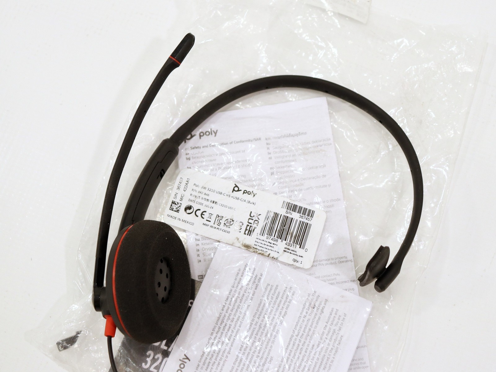 Poly Black Wire BW 3210 USB-C Headset