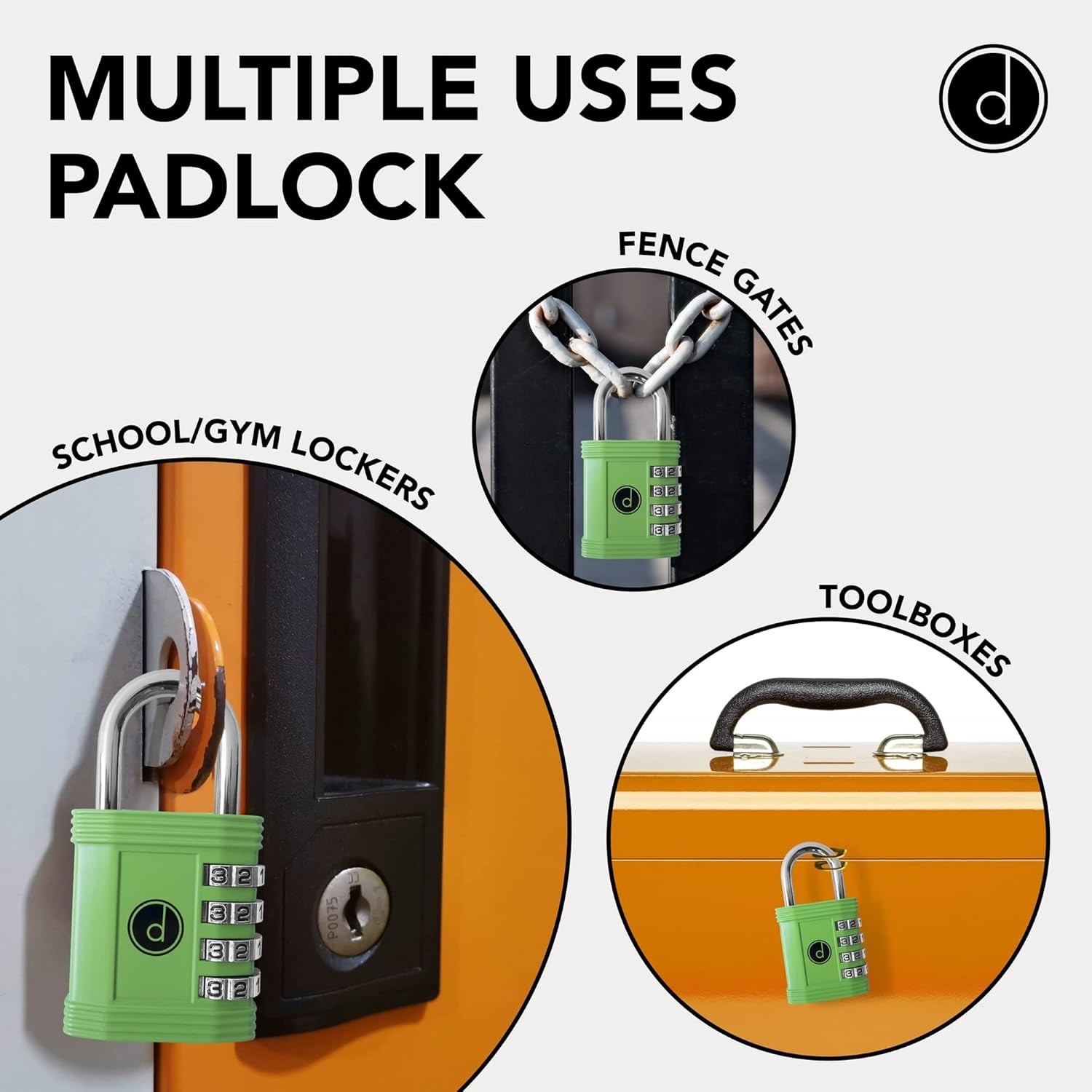 All-Weather Keyless 4-Digit Combination Lock - Green - 1 Pack Security Solution