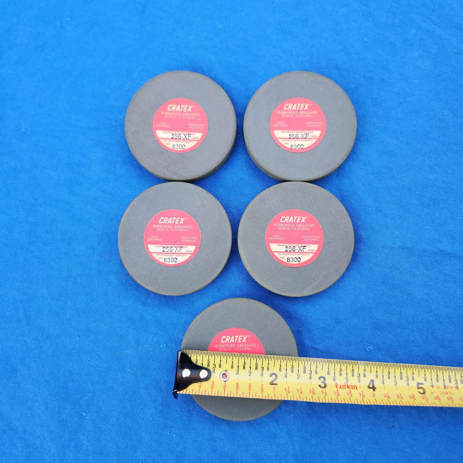 QTY= 5 Cratex 2-1/2" x 3/8" x 1/4" Rubberized Abrasive Wheel 256 XF Extra Fine