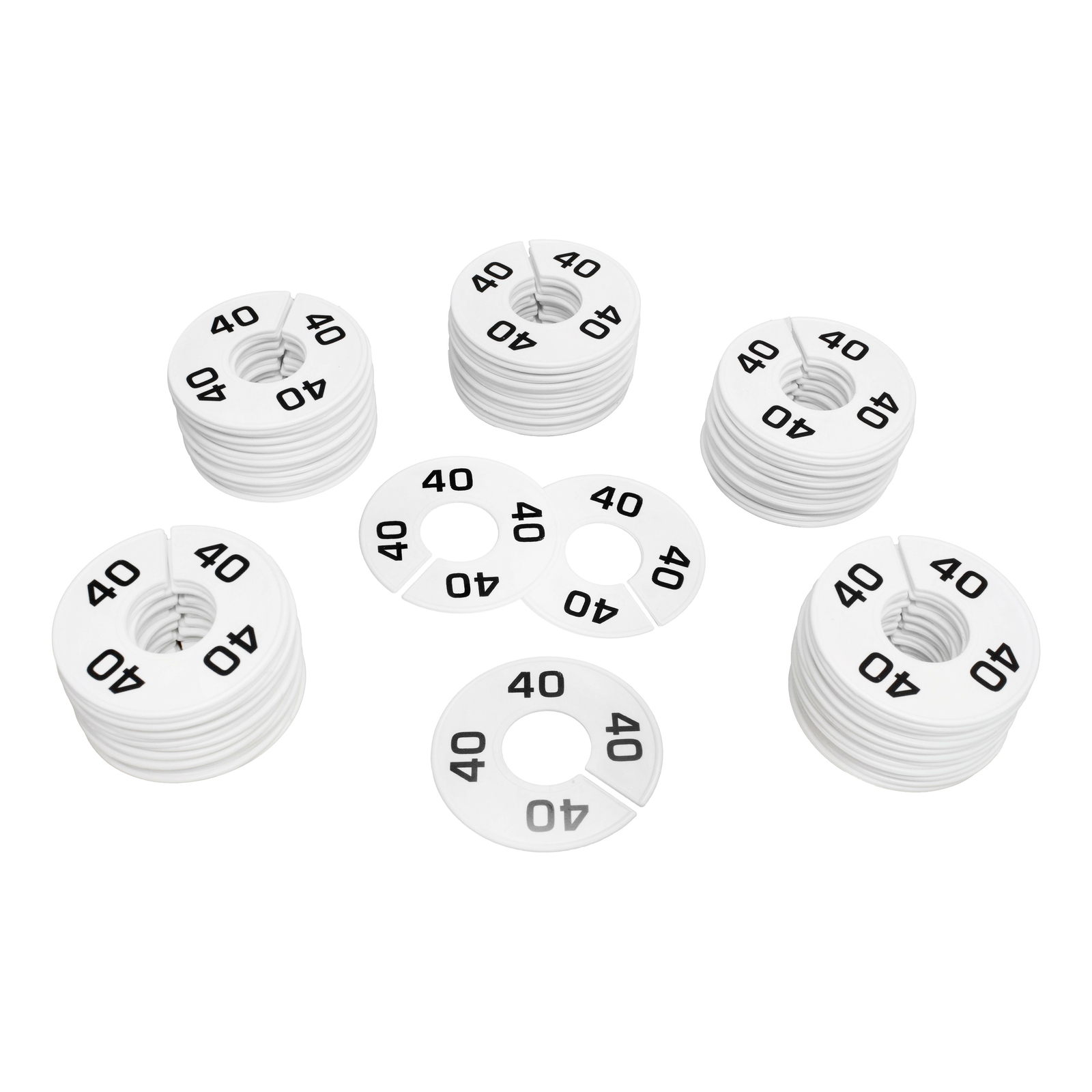10 PC 3-1/2" Clothing Rack Size 40 Dividers Hangers White Plastic Round