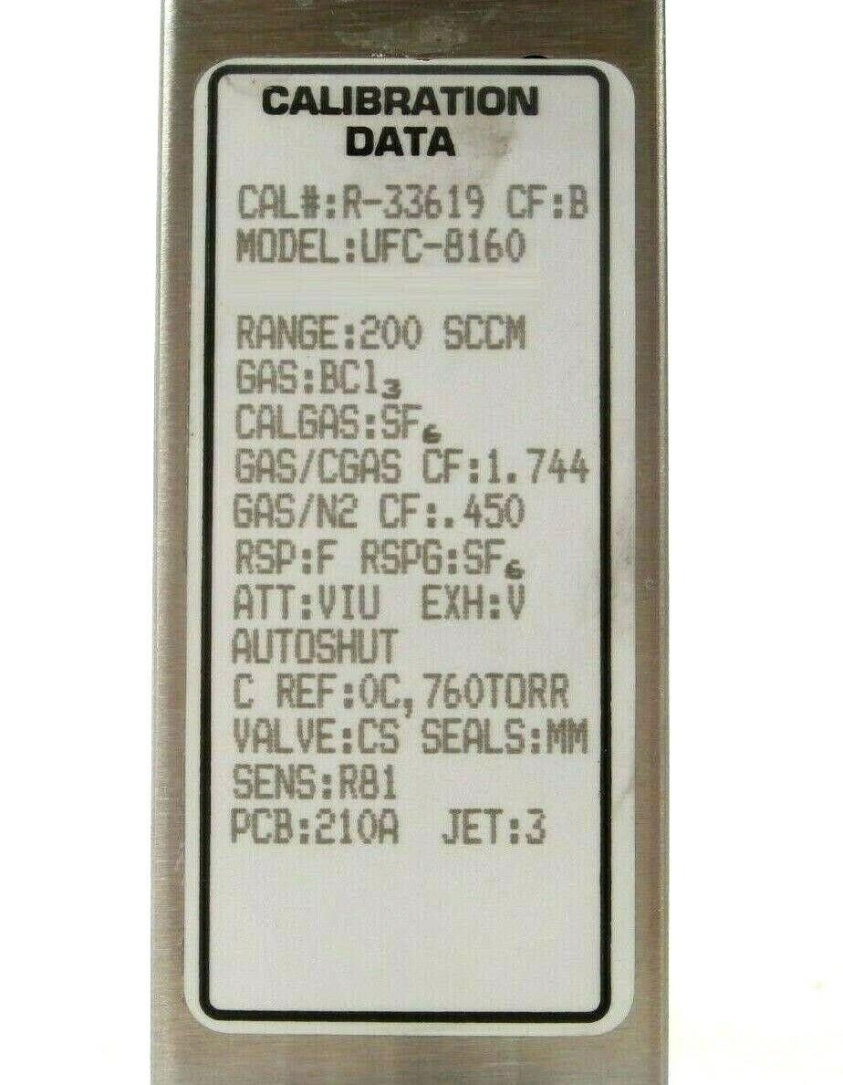 UNIT Instruments UFC-8160 Mass Flow Controller MFC 200 SCCM BCl3 Working Spare