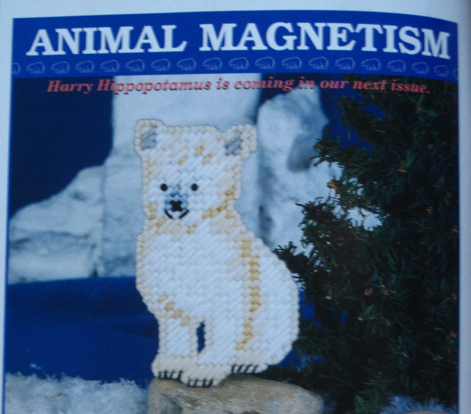 Percy Polar Bear #24; Animal magnetism  (#866-8) Vintage Plastic Canvas pattern