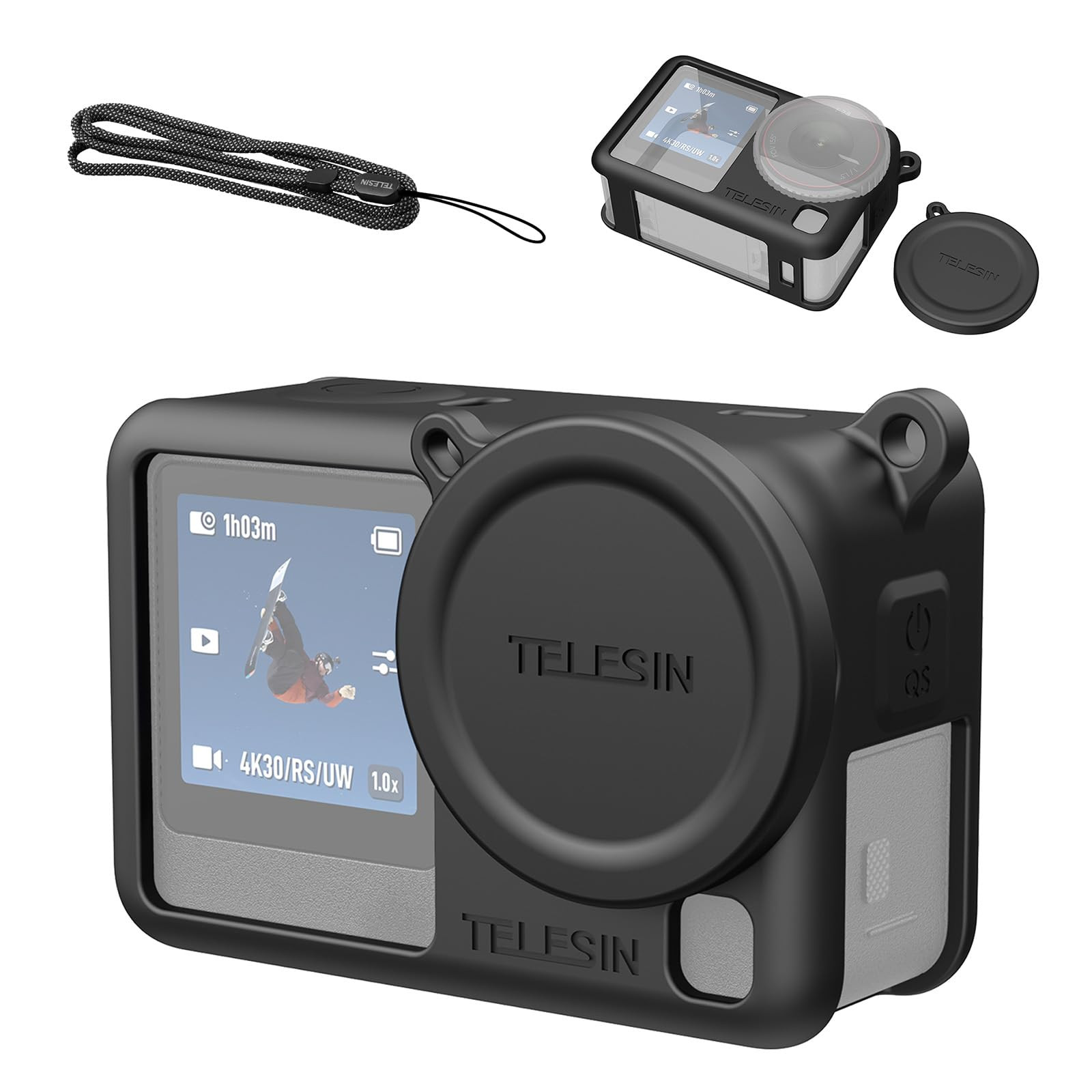Silicone Protective Case for DJI Osmo Action 6 with Lens Cap & Lanyard