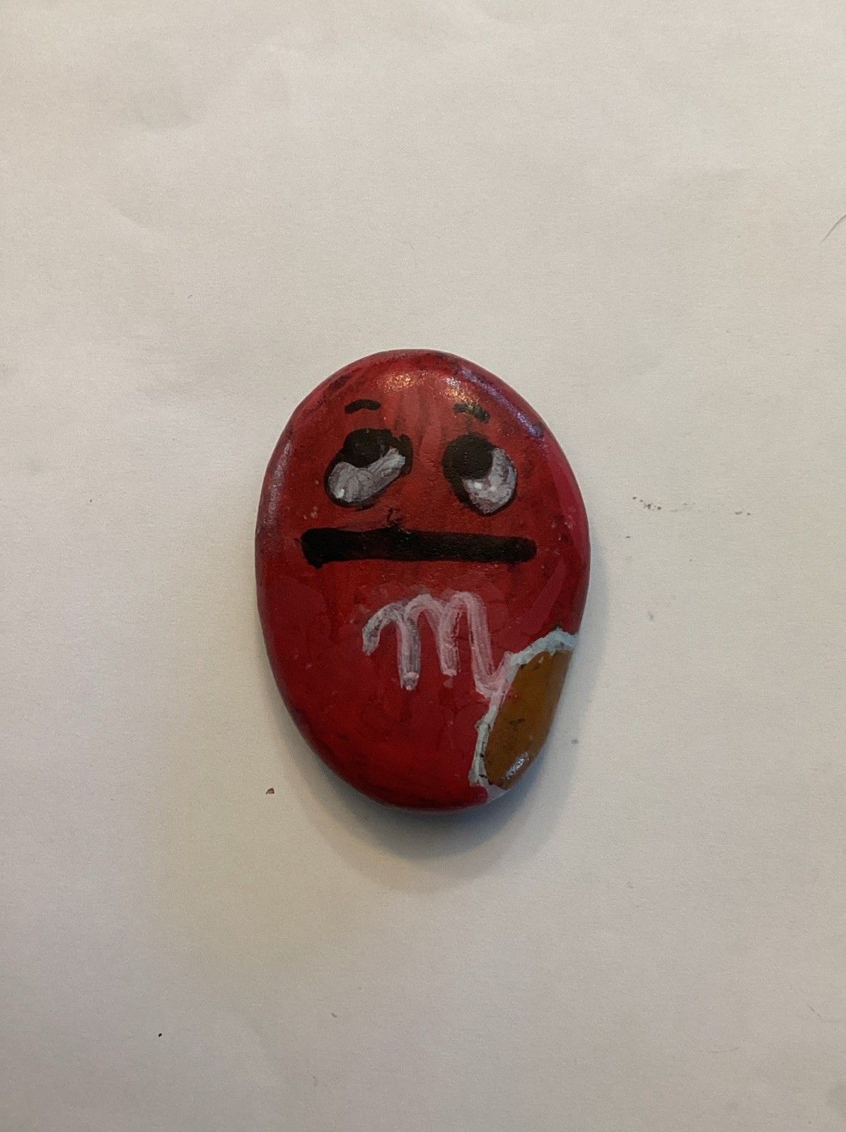 Premium Red M&M Hand Painted Rock
