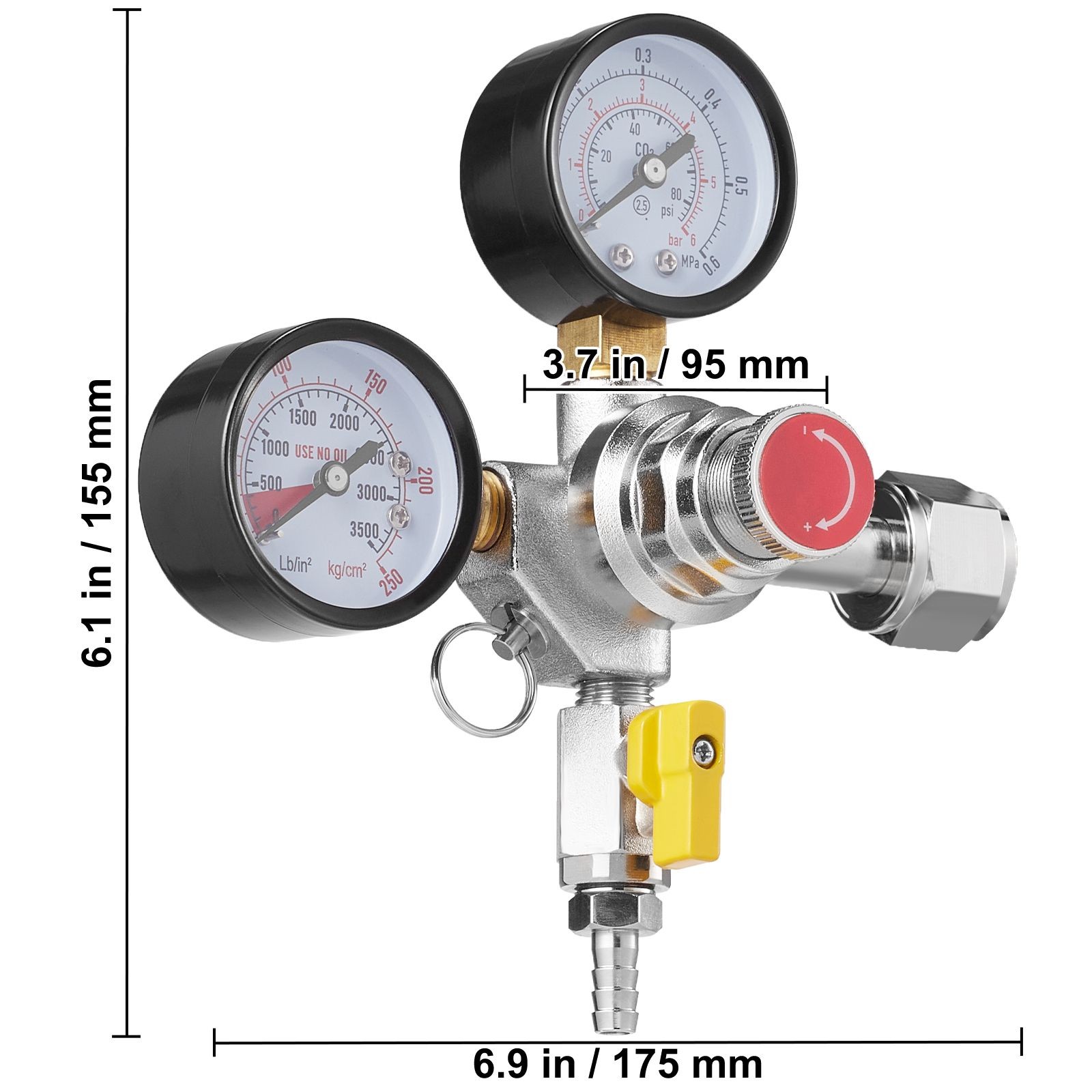 Double Gauge CO2 Regulator 0-60PSI for Draft Beer