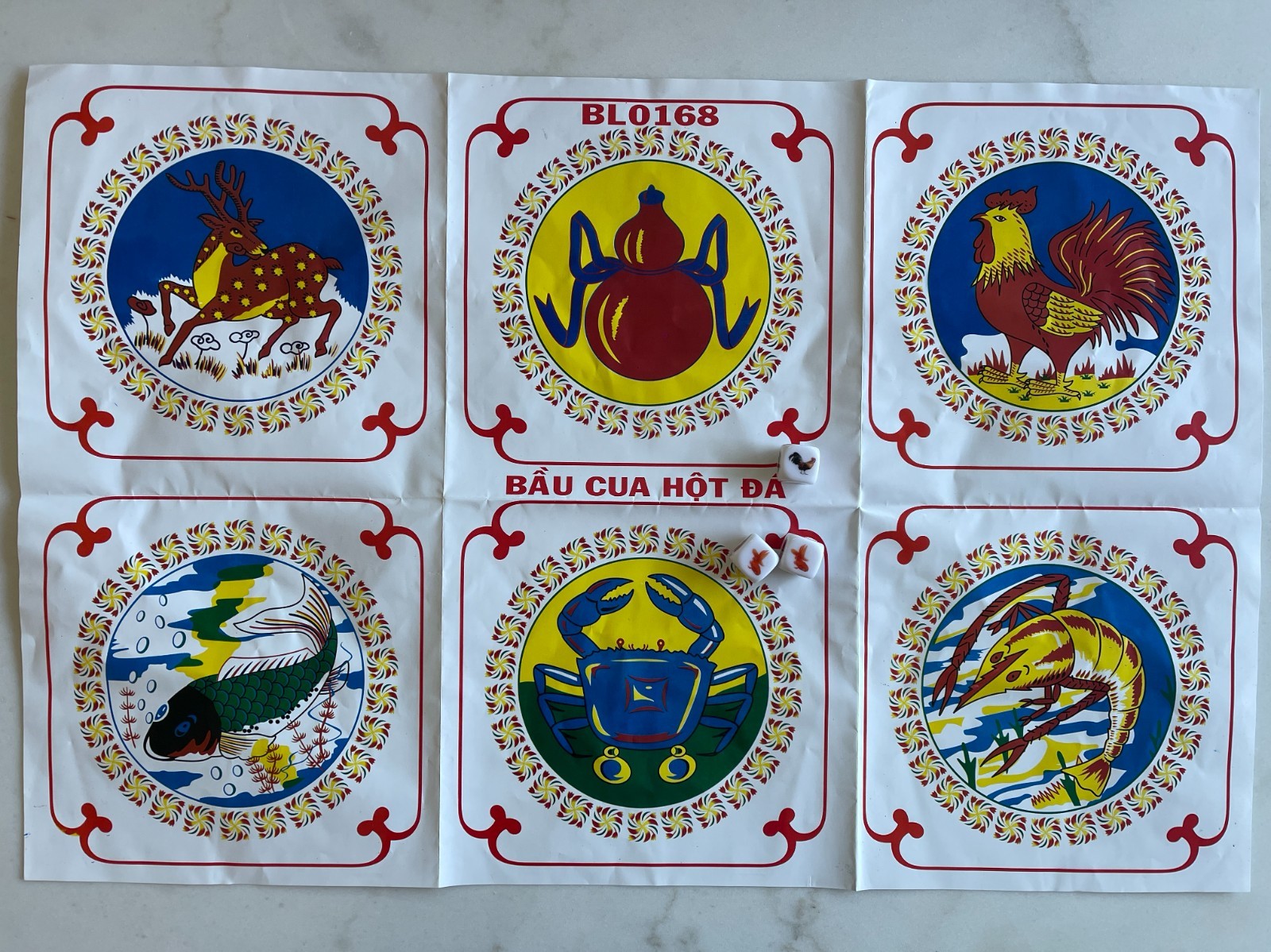 Gourd Fish Shrimp Crab Dice Crown Anchor Game Chuck A Luck Game Bau Ca Tom Cua