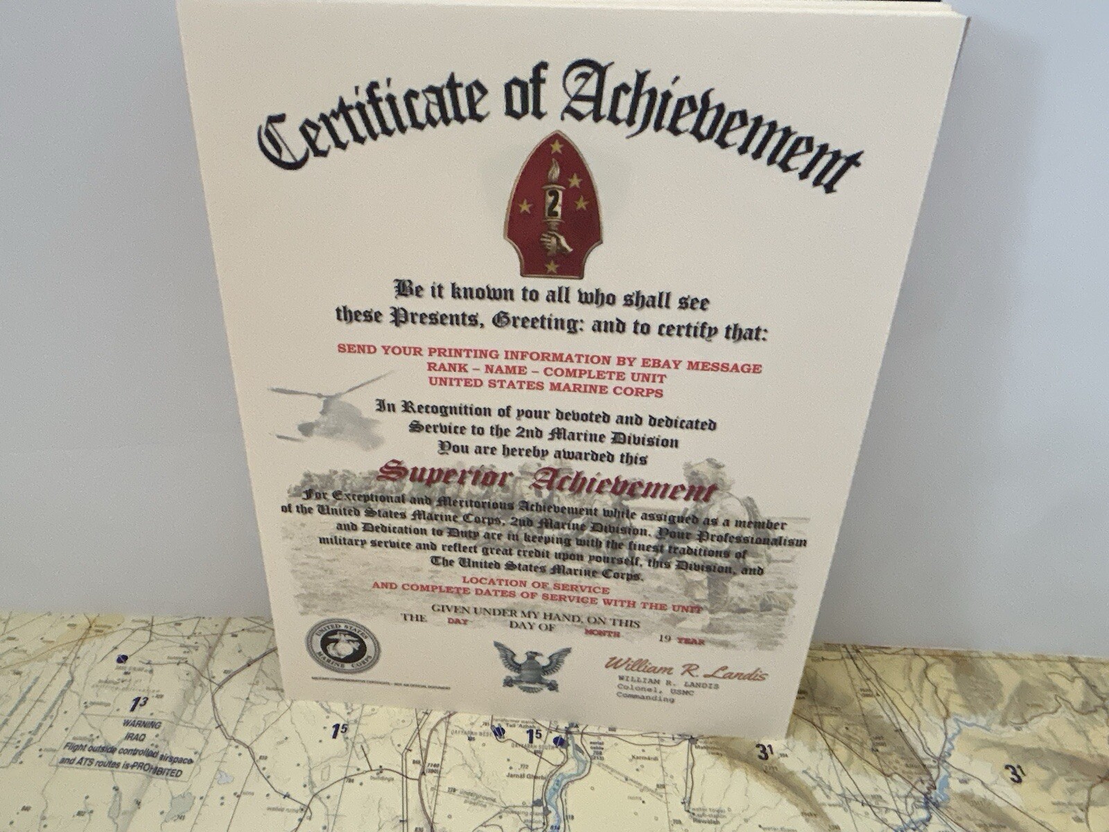 U.S. MARINE CORPS / 2ND MARINE DIVISION - MERITORIOUS ACHIEVEMENT COMMENDATION