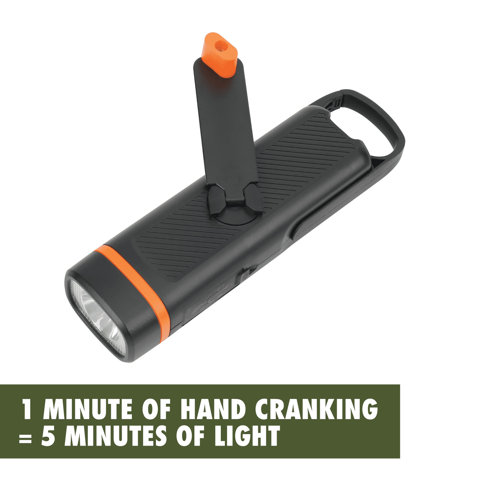 300 Lumen Emergency Flashlight, Dual Rechargeable, Hand Crank LED Light
