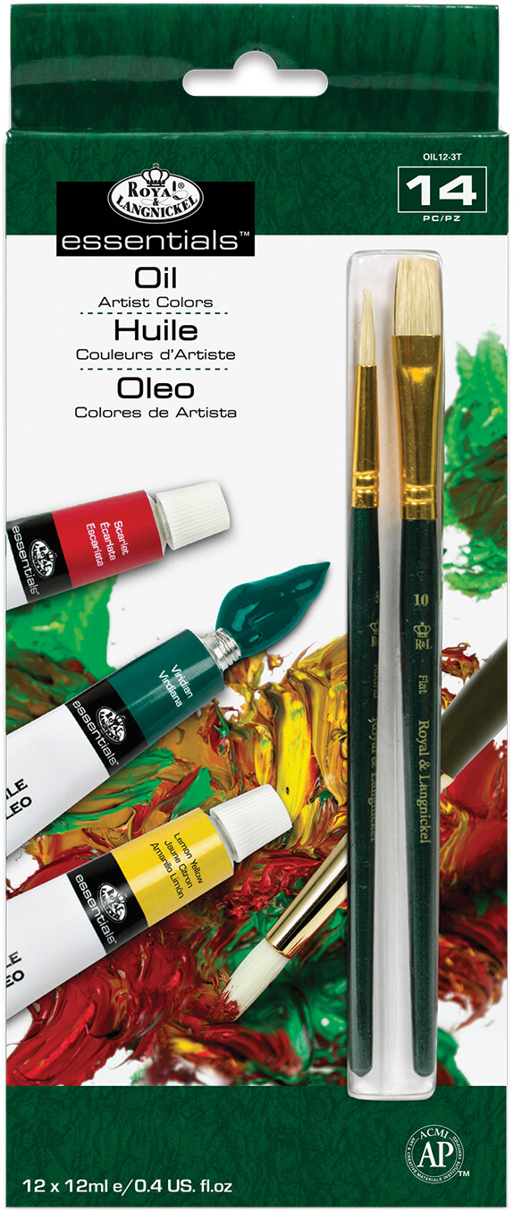 essentials(TM) Oil Paints 12ml 12/Pkg-Assorted Colors (Pack of 3)