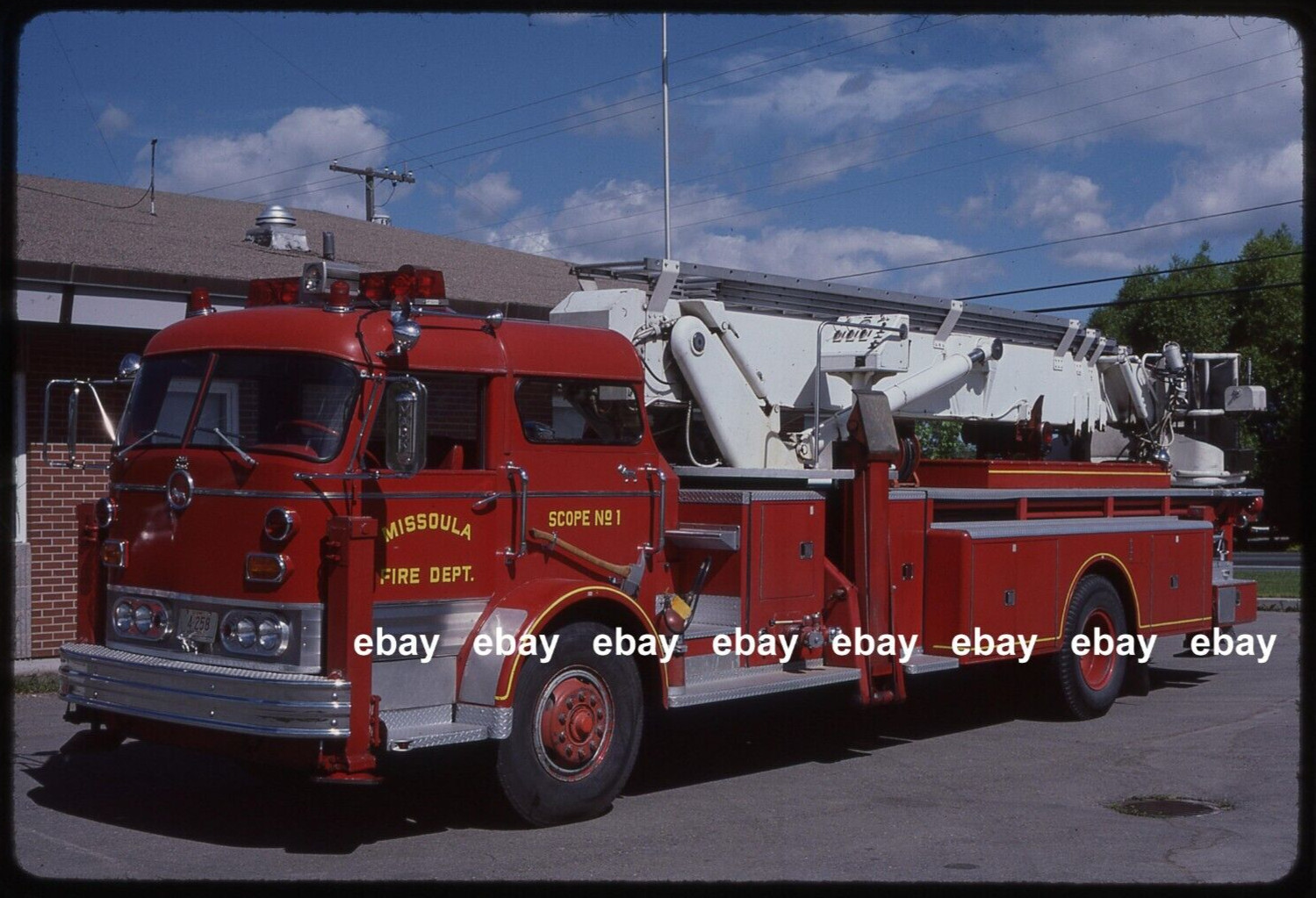 Missoula MT 1966 Mack C Eaton 75' Tower Ladder Fire Apparatus Slide