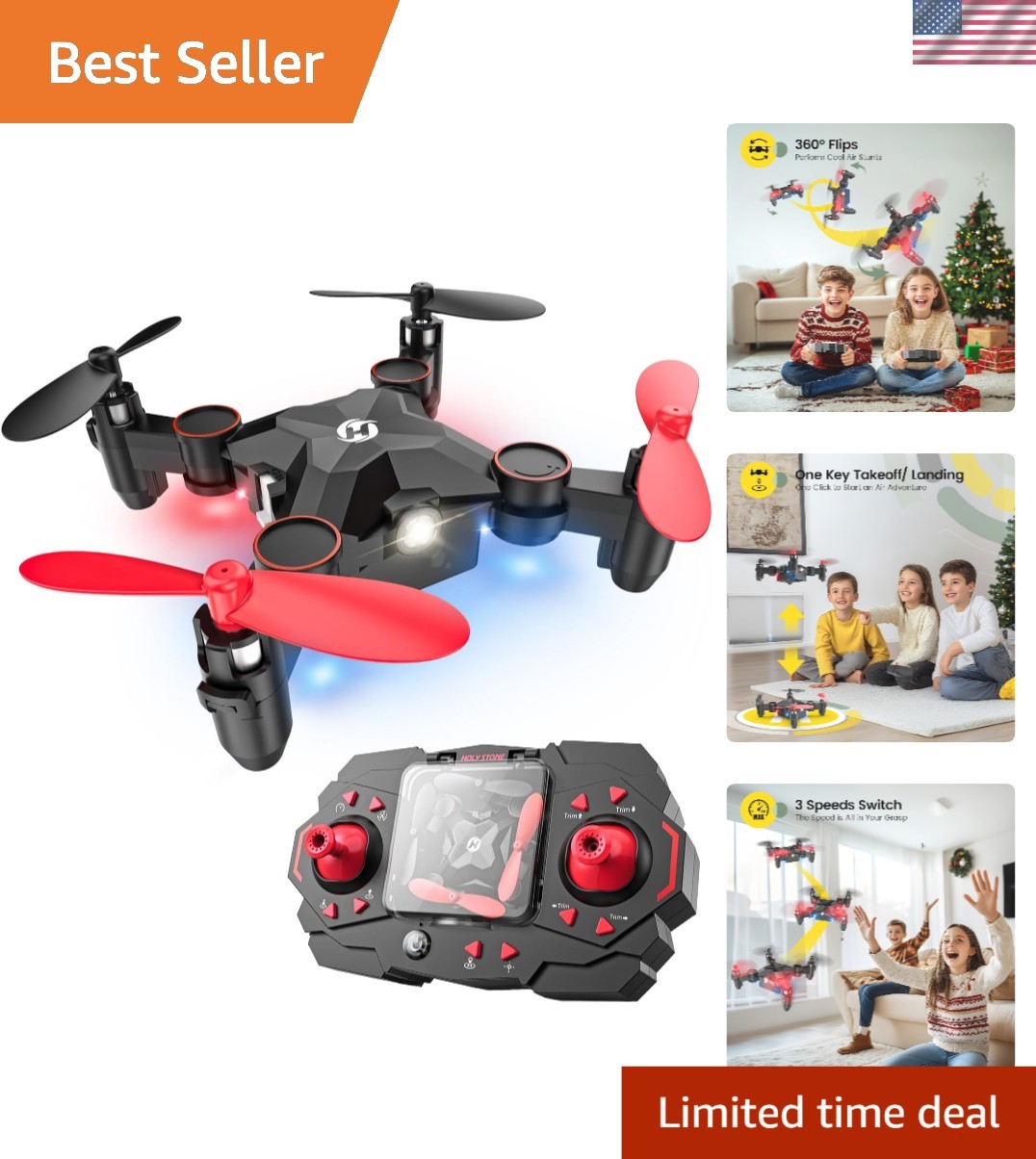 Portable Quadcopter Drone for Kids with Altitude Hold & Easy One-Key Start
