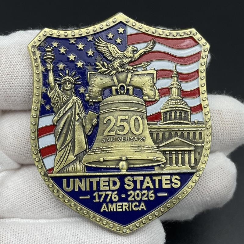 Liberty Vintage Badge Shield USA Bell 250th Pin Eagle Capitol Coin Anniversary
