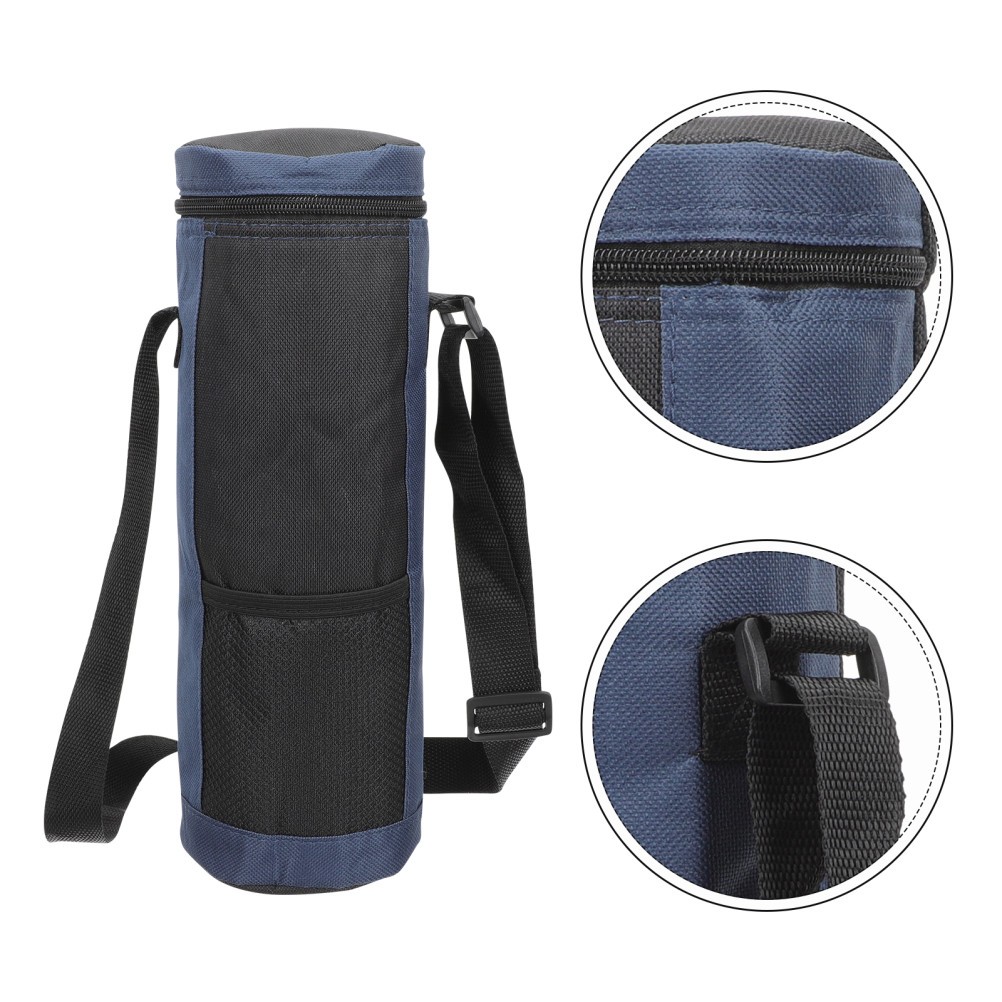 Reusable Oxford Cloth Water Cup Protective Bag with Shoulder Hanging Strap Blue